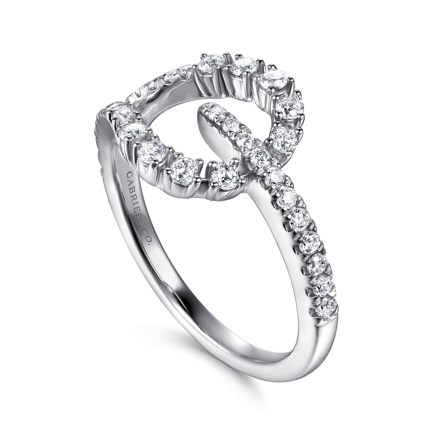 Diamond Stirrup Ring in 14K White Gold, photograph 3