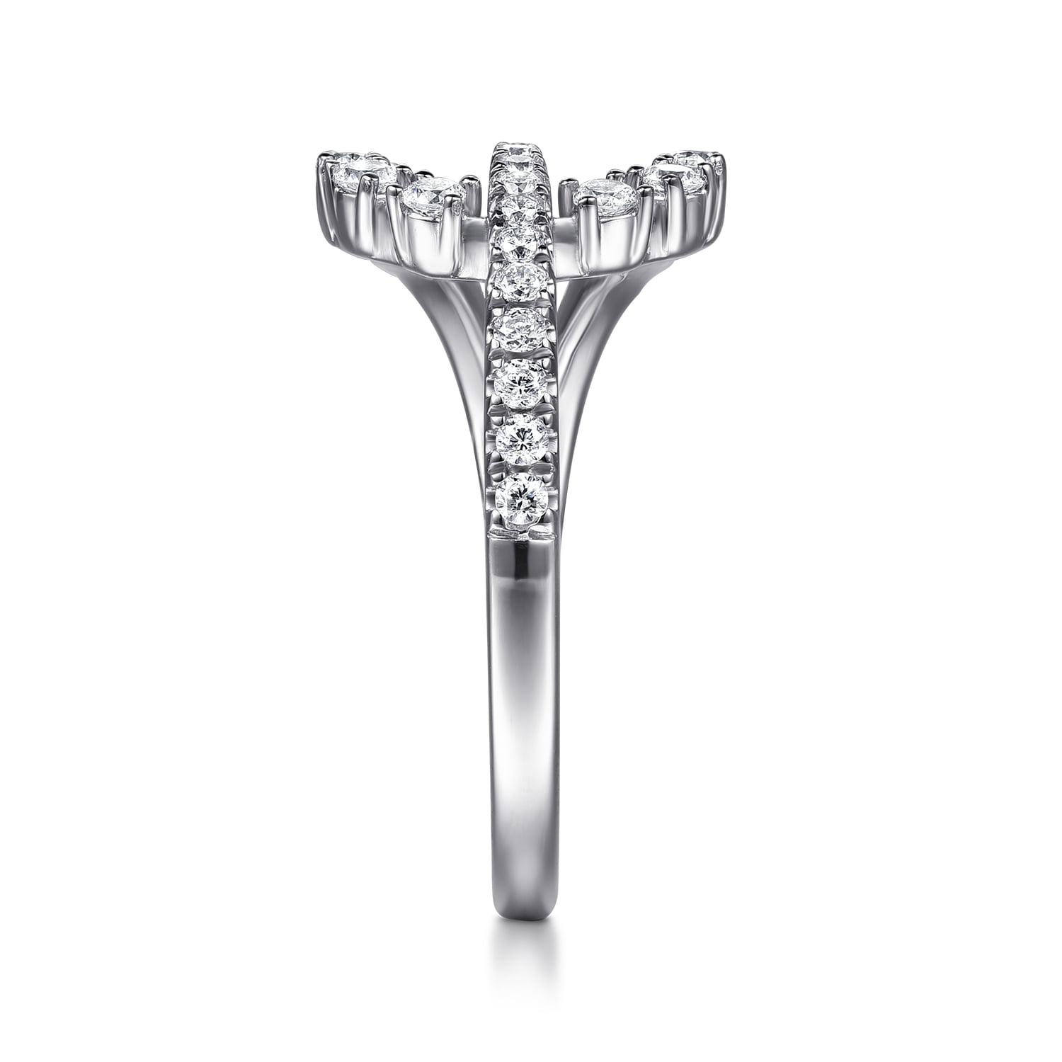 Diamond Stirrup Ring in 14K White Gold, photograph 4