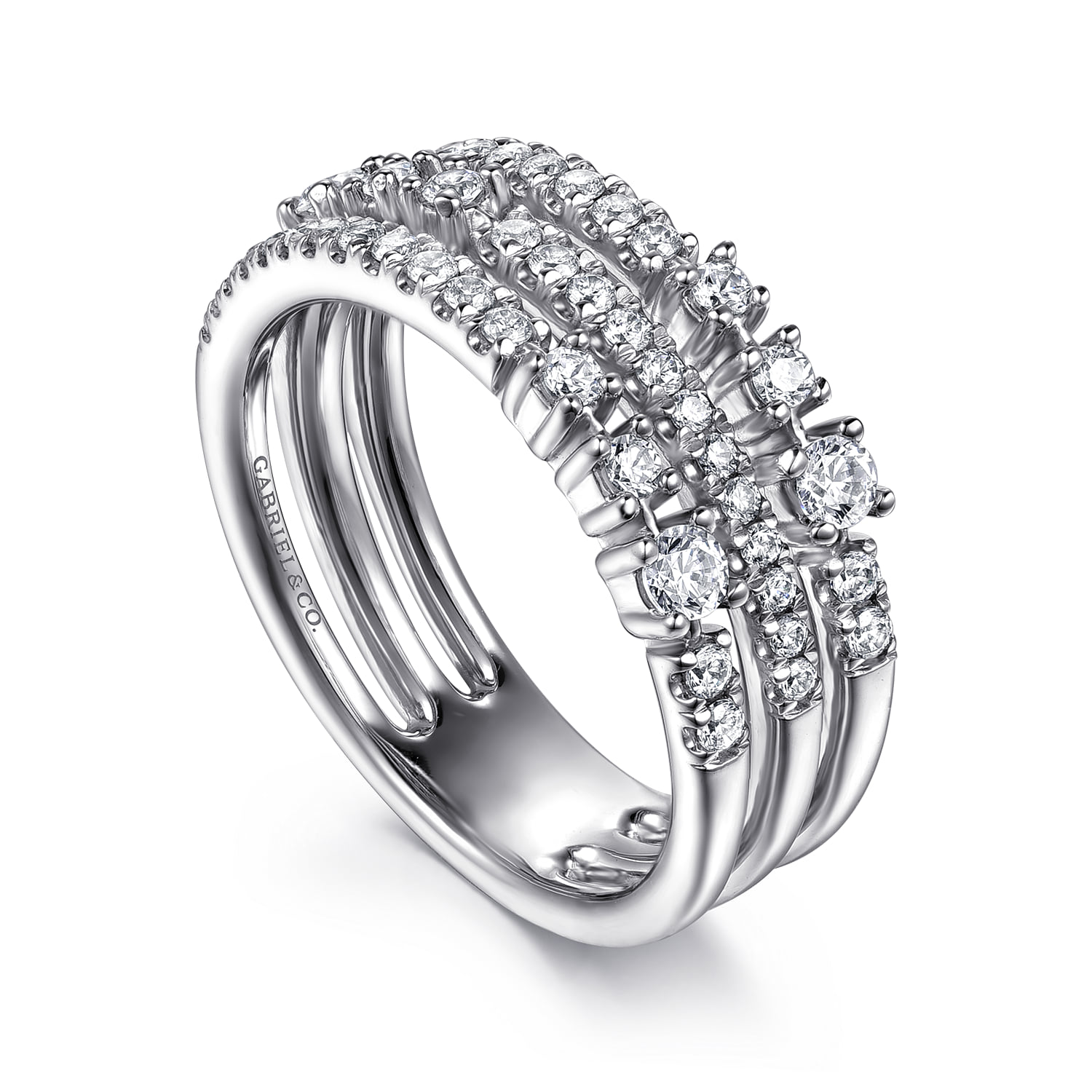 Diamond Easy Stackable Ring in 14K White Gold, photograph 3