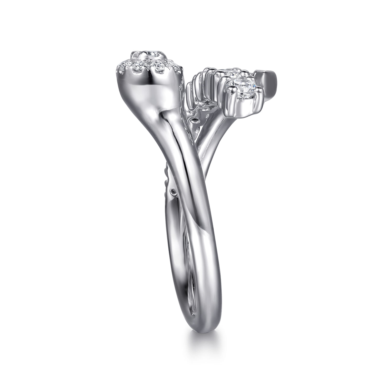 Diamond Bypass Ring in 14K White Gold, photograph 4