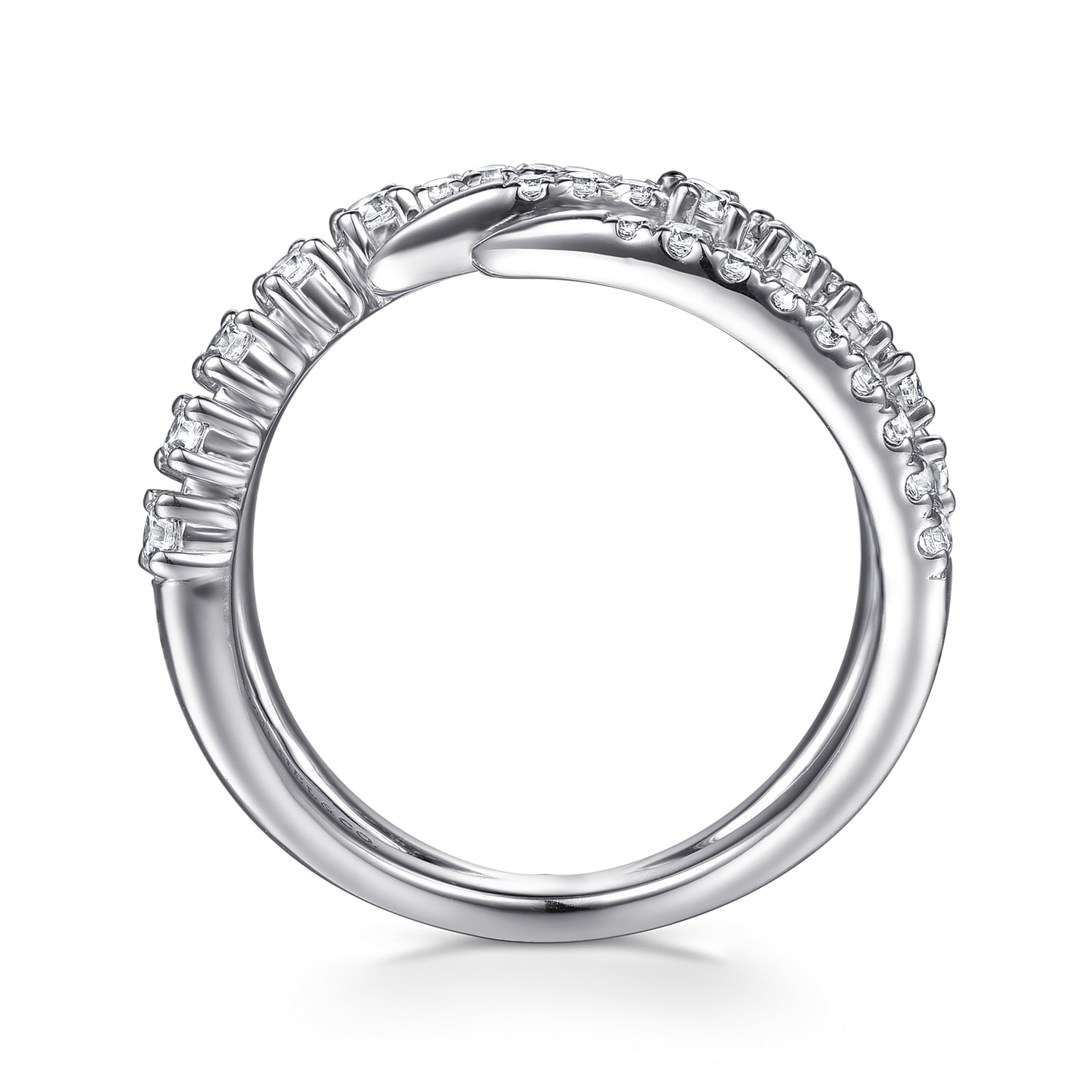 Diamond Spike Bypass Ring in 14K White Gold, photograph 2