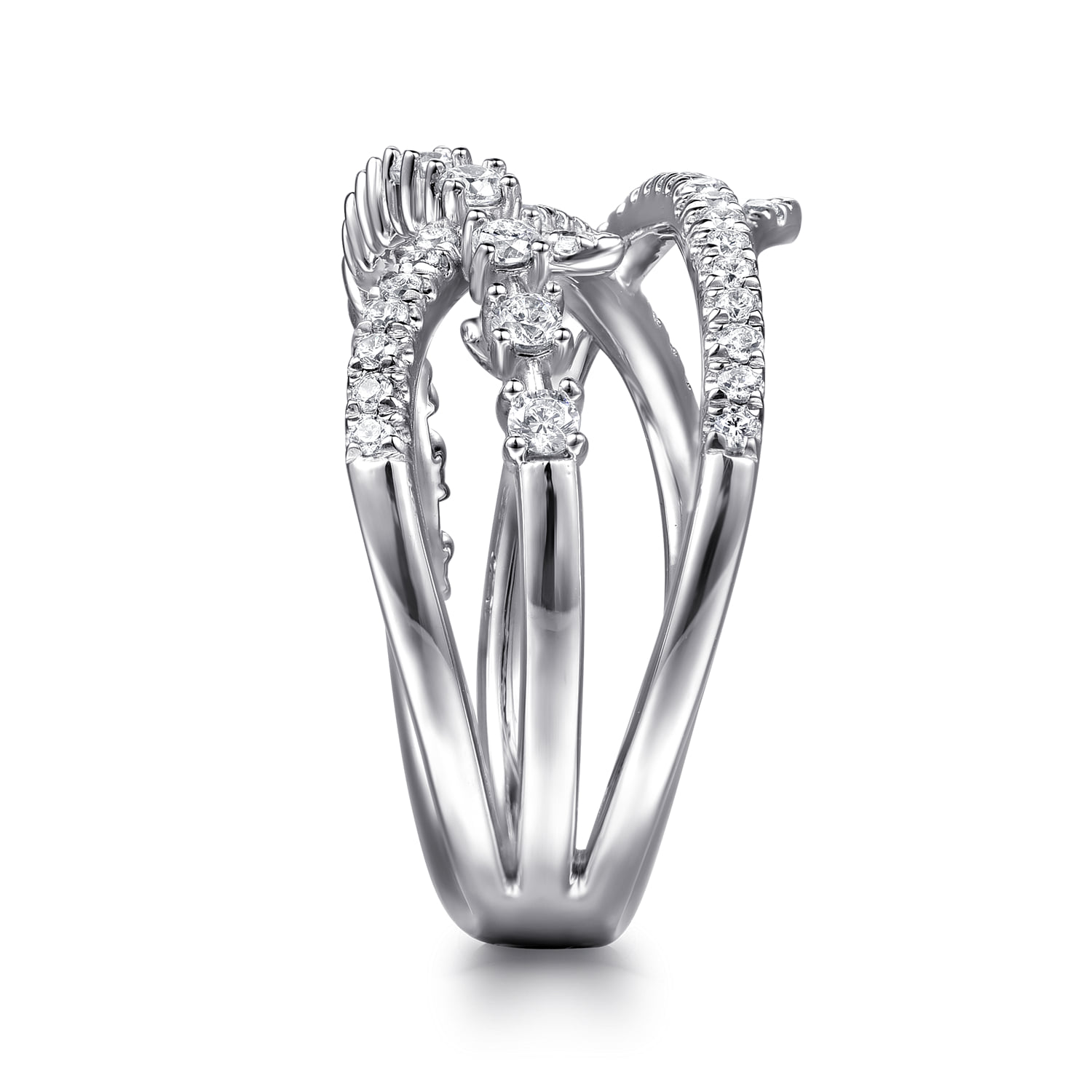 Diamond Thorn Criss Cross Ring in 14K White Gold, photograph 4