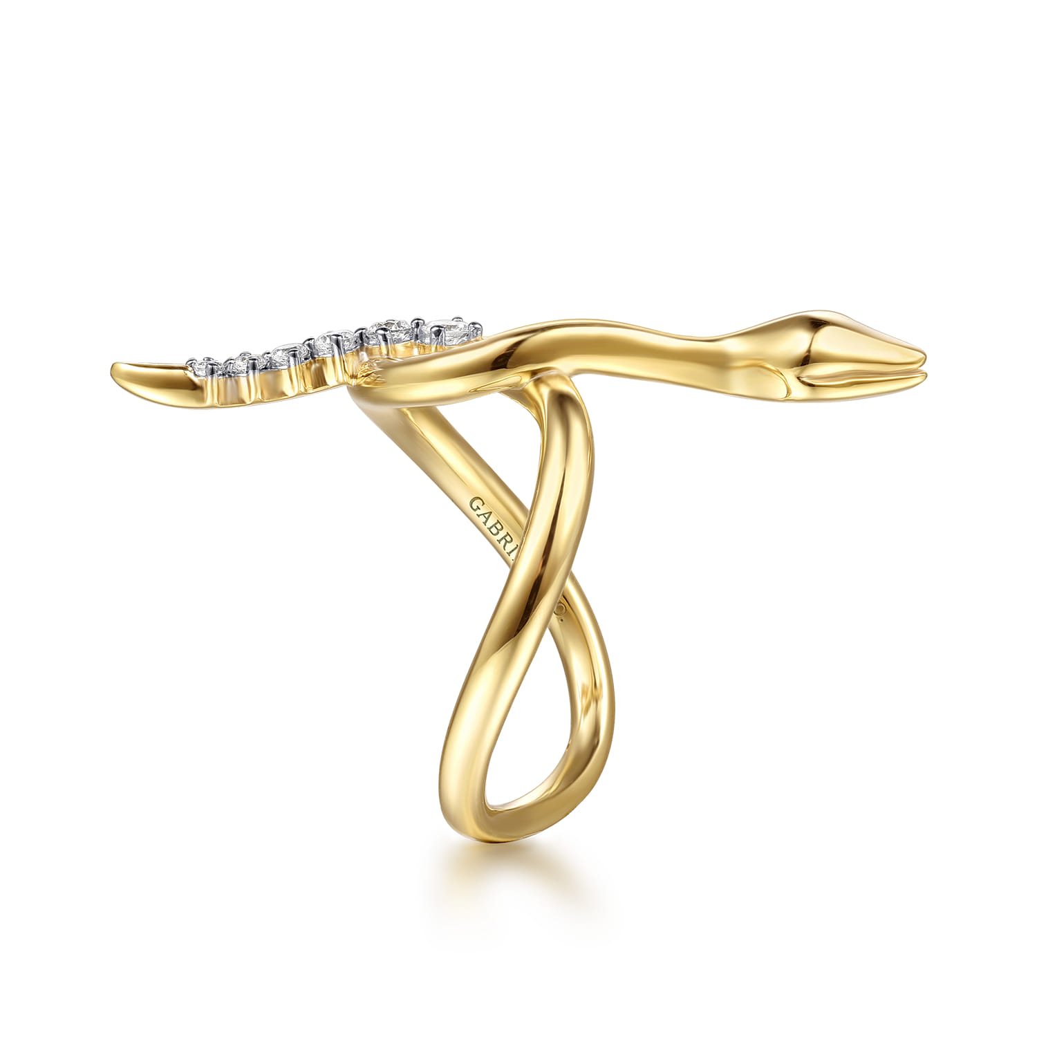 Diamond Snake Twisted Ring in 14K Yellow Gold, photograph 4