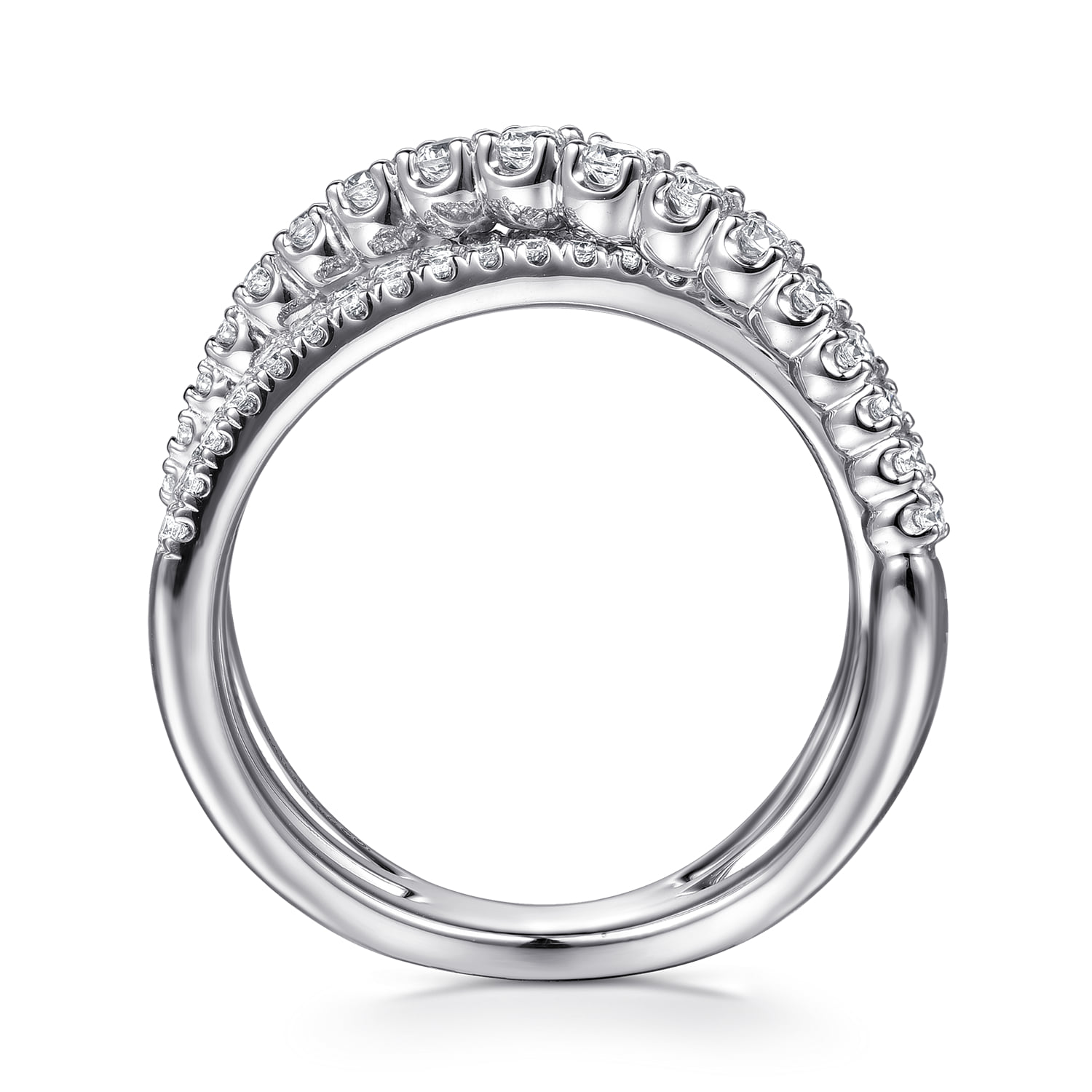 Diamond Criss Cross Ring in 14K White Gold, photograph 2