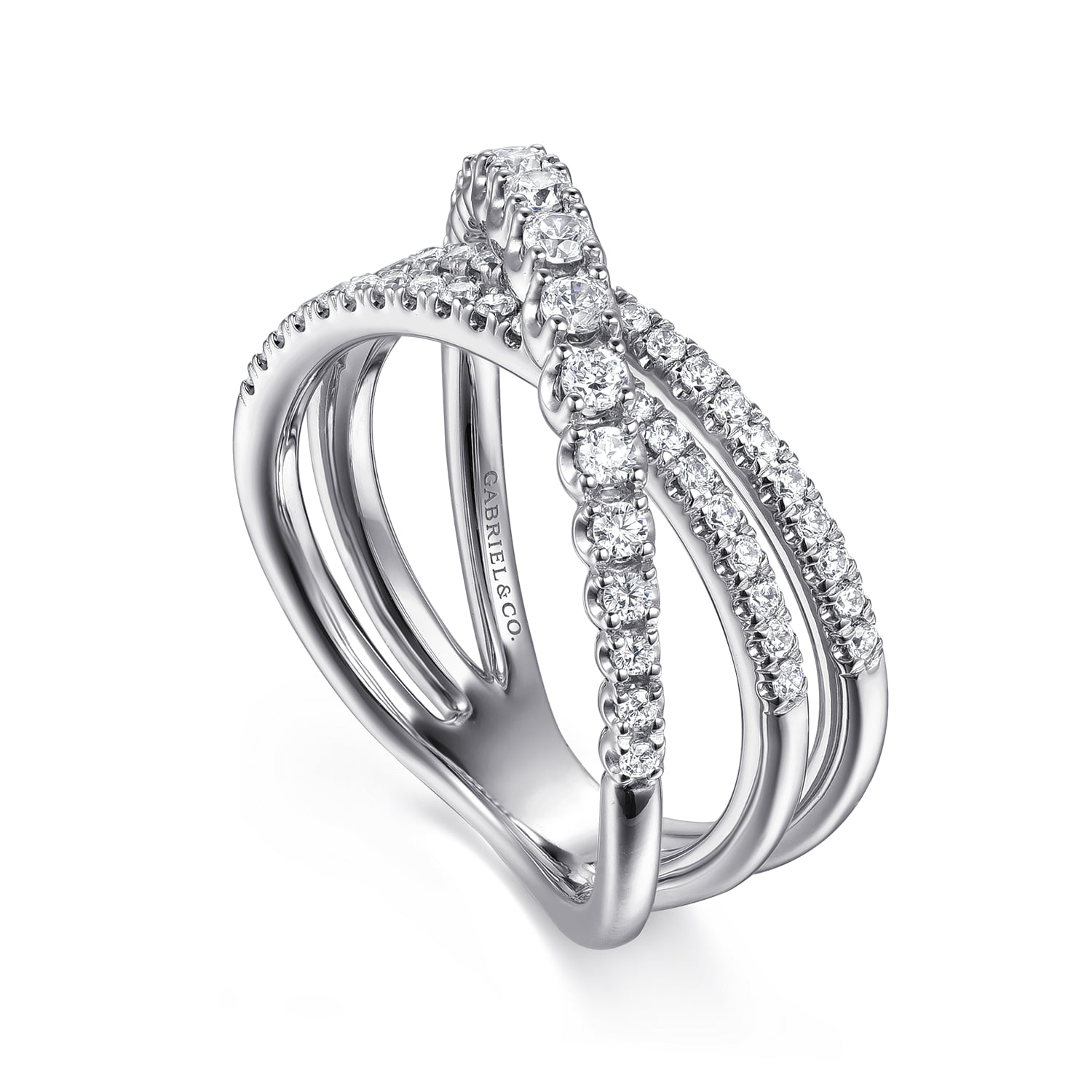 Diamond Criss Cross Ring in 14K White Gold, photograph 3