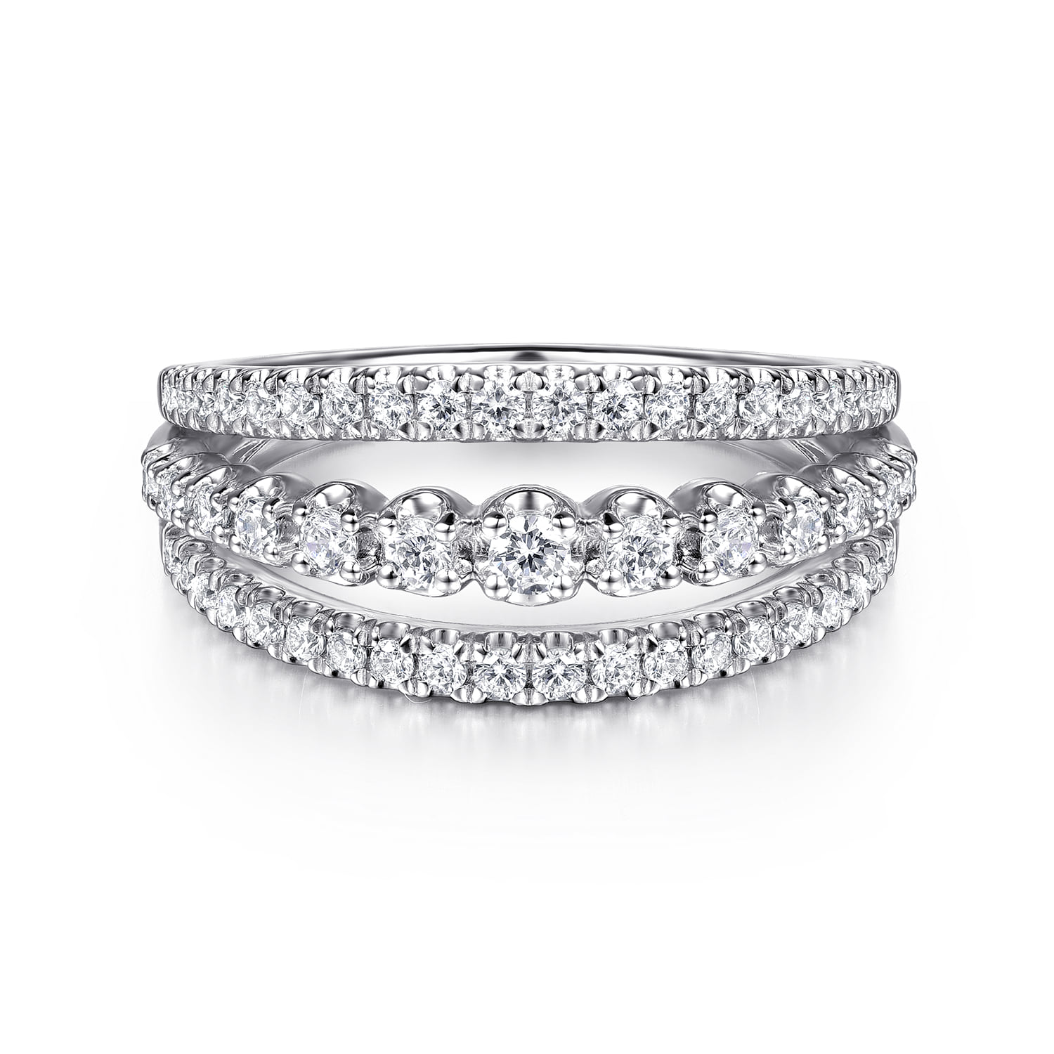 Diamond Multi Row Wide Band Ring