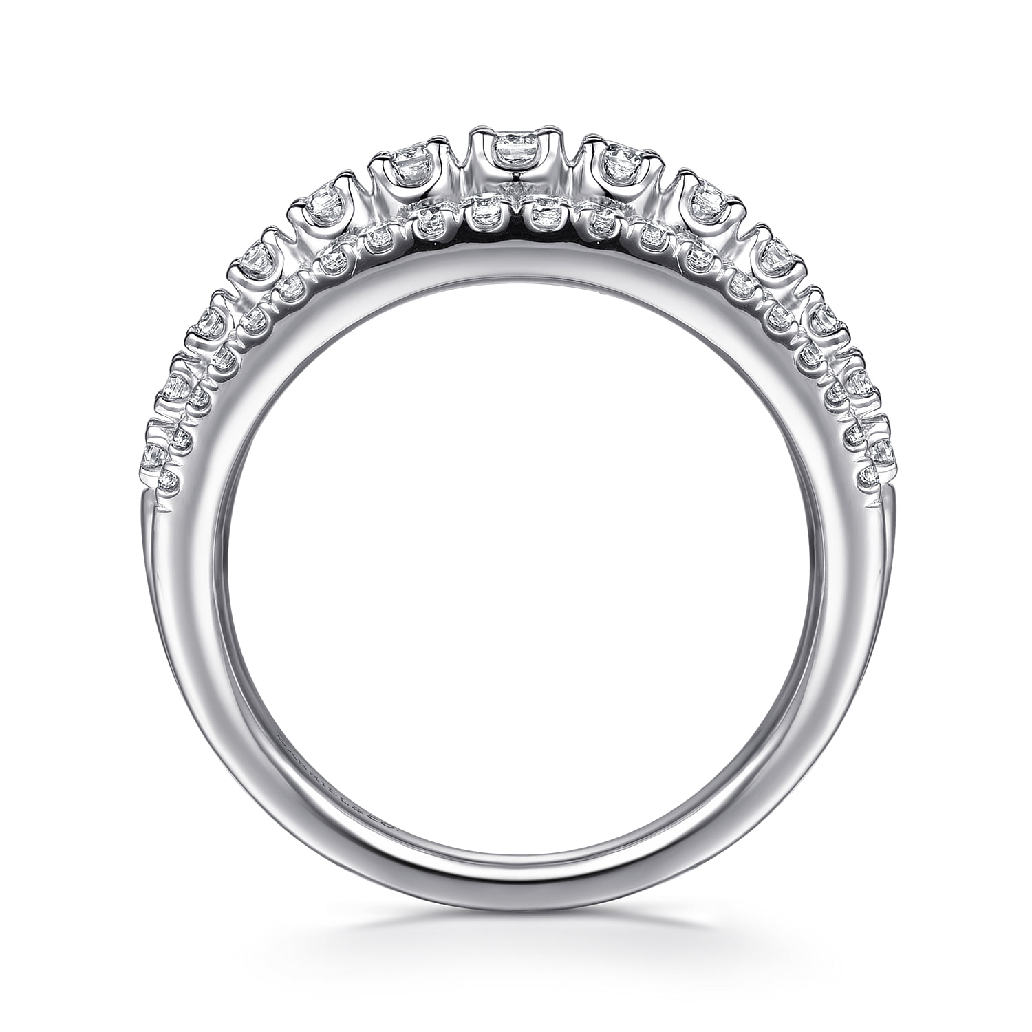 Diamond Multi Row Wide Band Ring in 14K White Gold, photograph 2