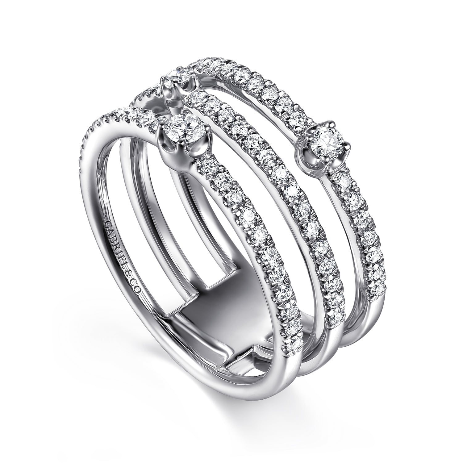 Diamond Easy Stackable Ring in 14K White Gold, photograph 3