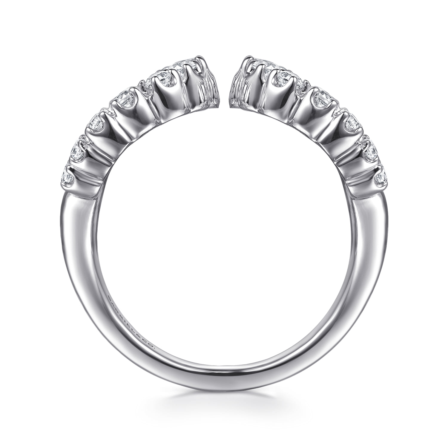 Diamond Wide Open Band Ring in 14K White Gold, photograph 2