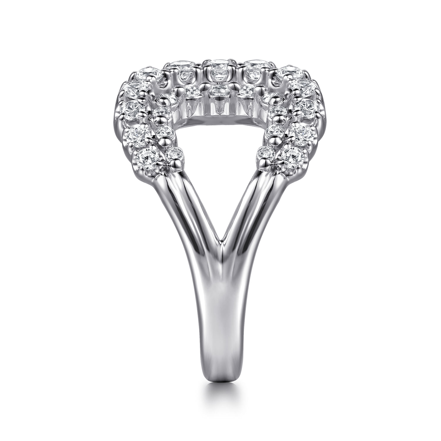 Diamond Wide Open Band Ring in 14K White Gold, photograph 4