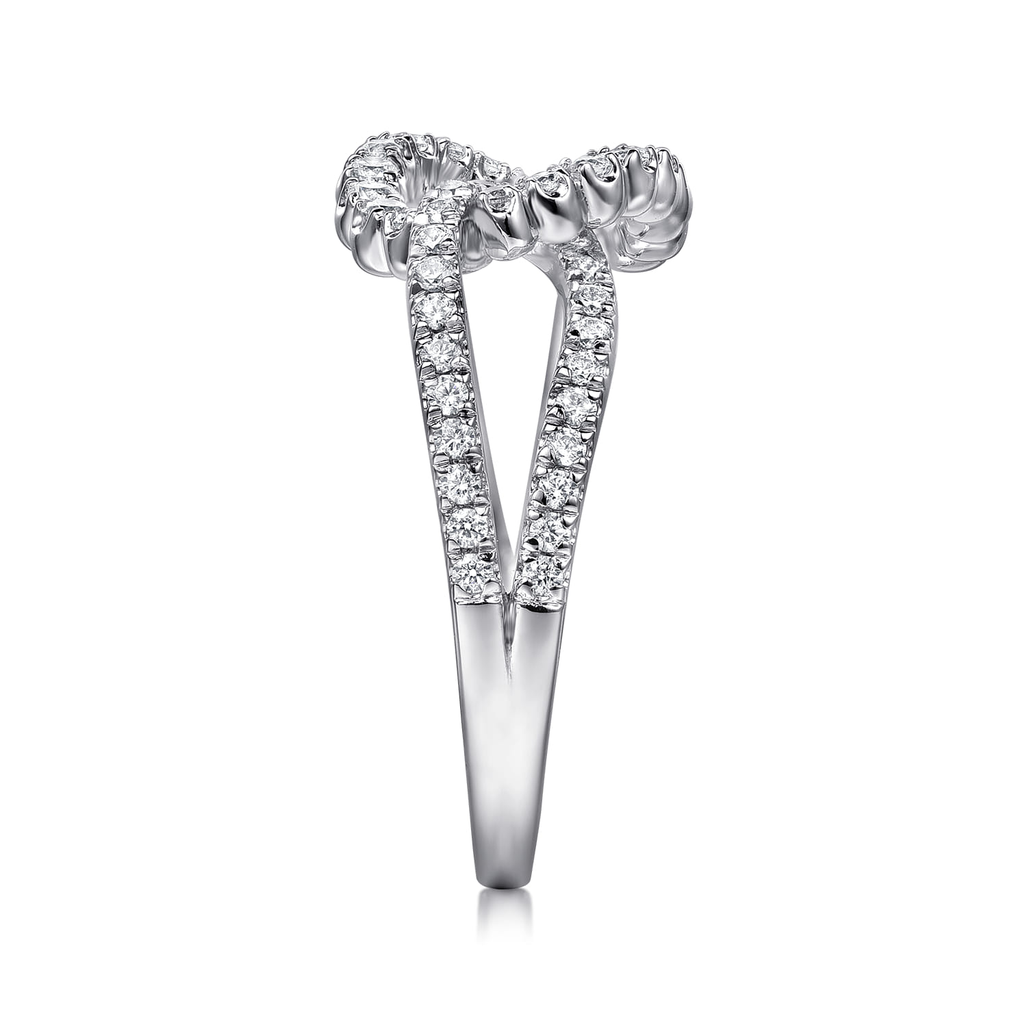 Diamond Interlocking Link Ring in 14K White Gold, photograph 4