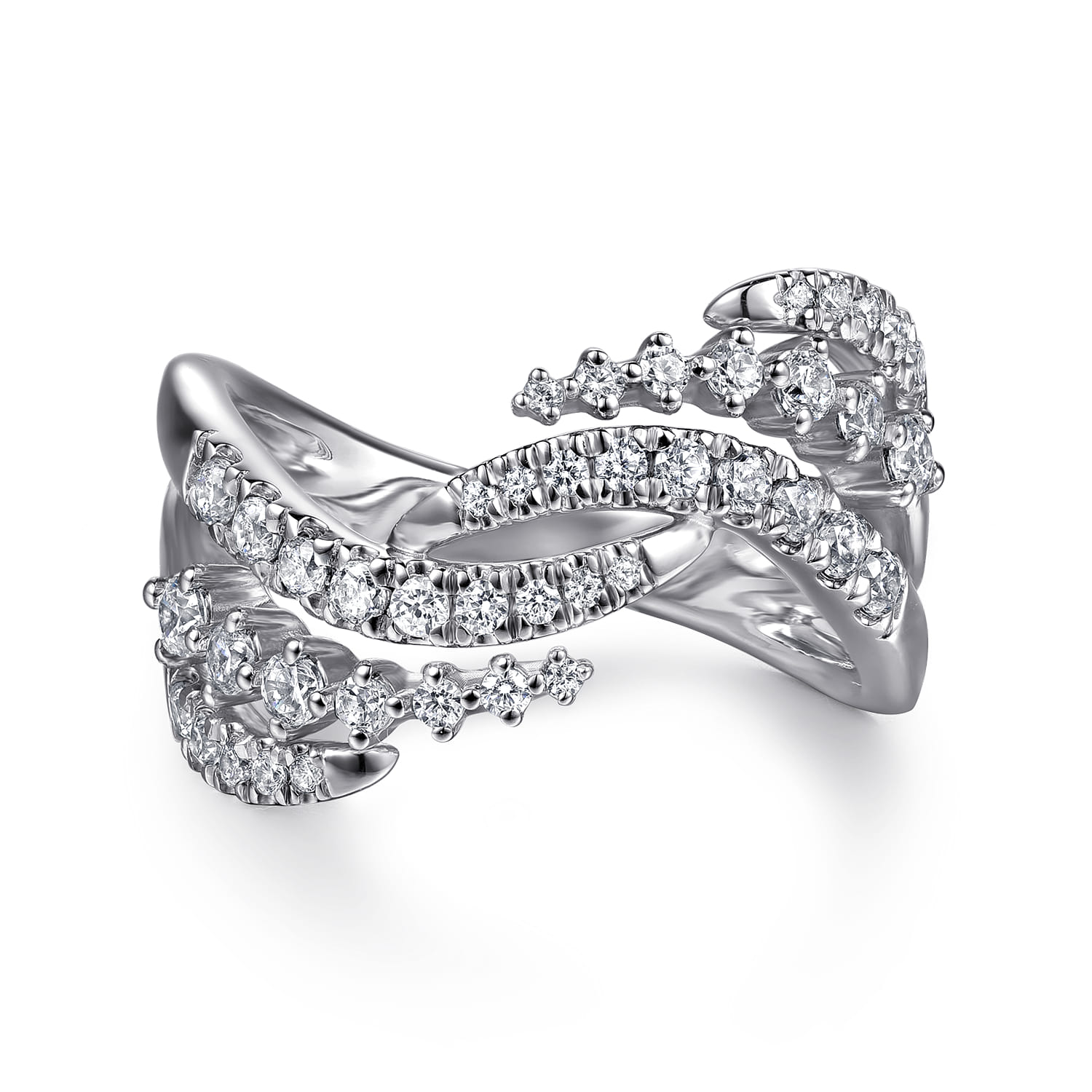 Diamond Swirl Bypass Ring
