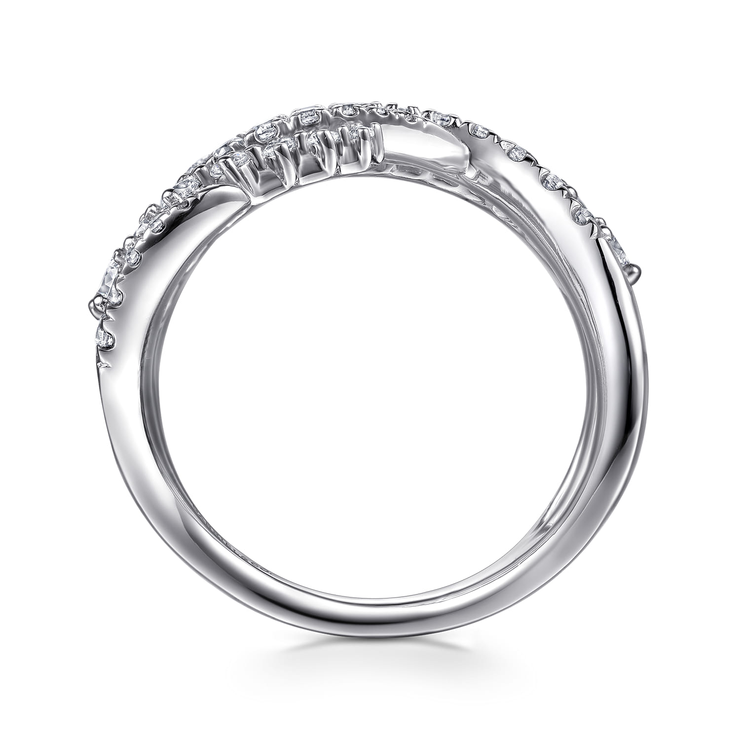 Diamond Swirl Bypass Ring in 14K White Gold, photograph 2