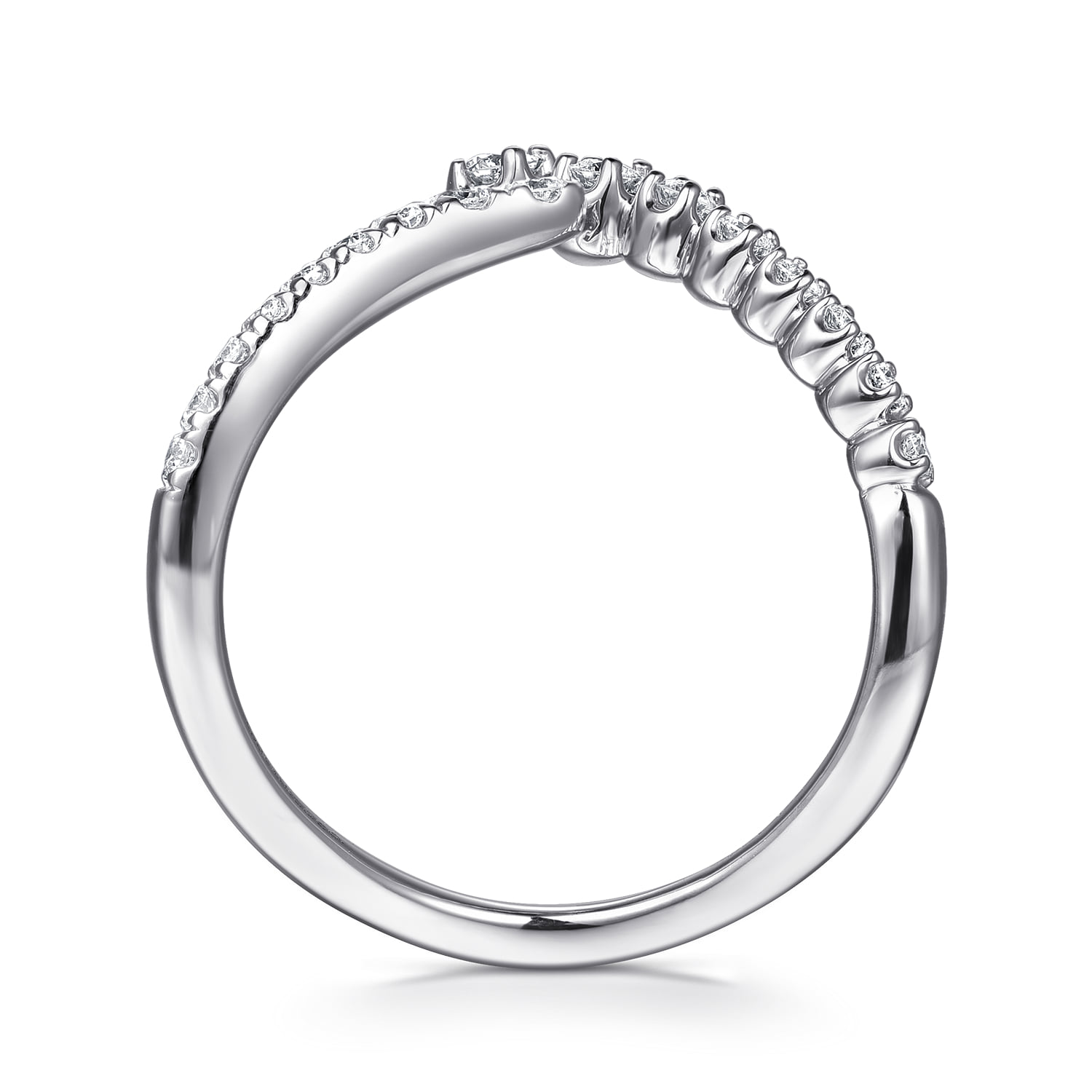 Diamond Bypass Ring in 14K White Gold, photograph 2