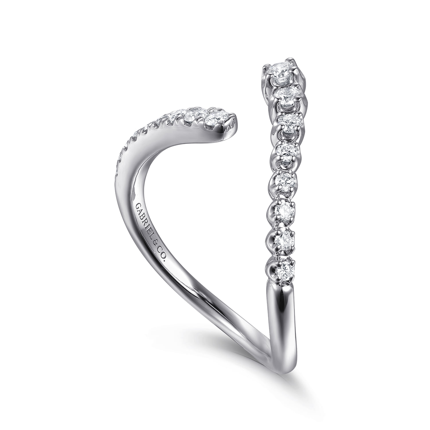 Diamond Bypass Ring in 14K White Gold, photograph 3