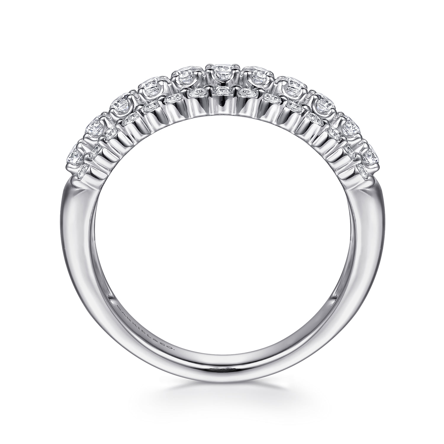 Diamond Wide Band Ring in 14K White Gold, photograph 2