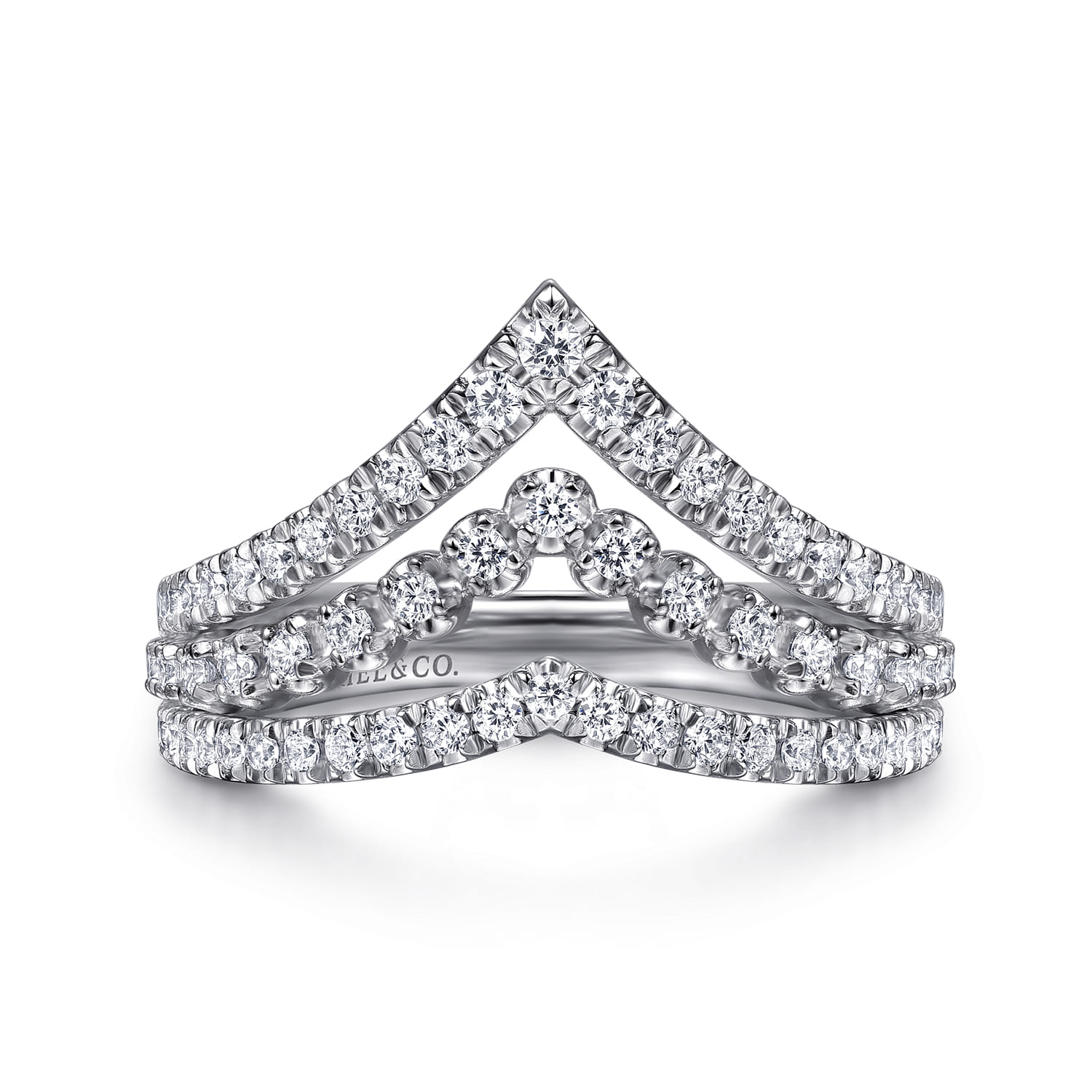Diamond Chevron Ring in 14K White Gold