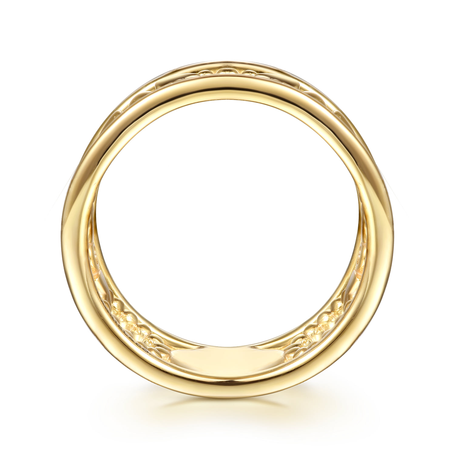 Bujukan Link and Bullet Wide Band Ring in 14K Yellow Gold, photograph 2