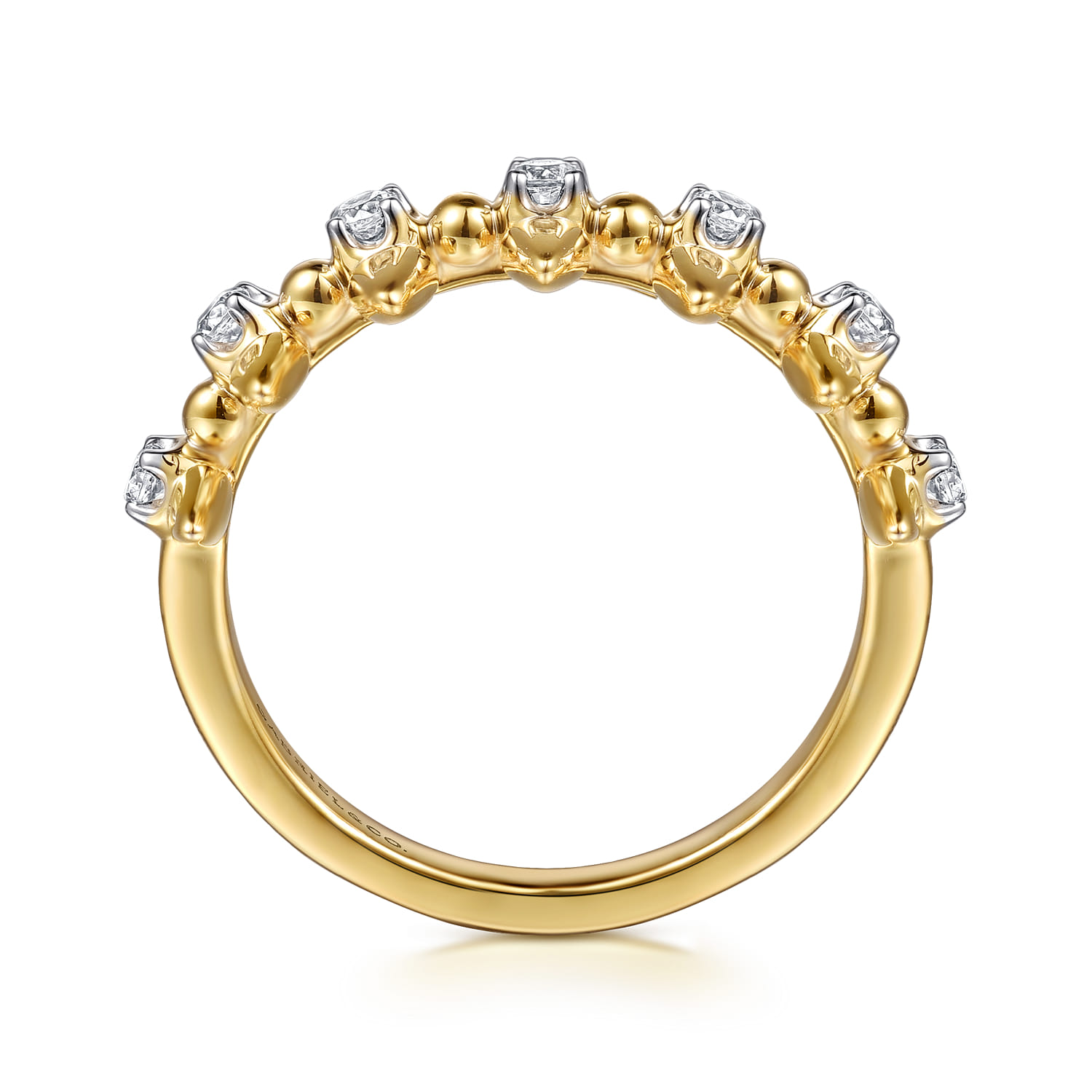 Bujukan and Diamond Bullet Stackable Ring in 14K Yellow Gold, photograph 2