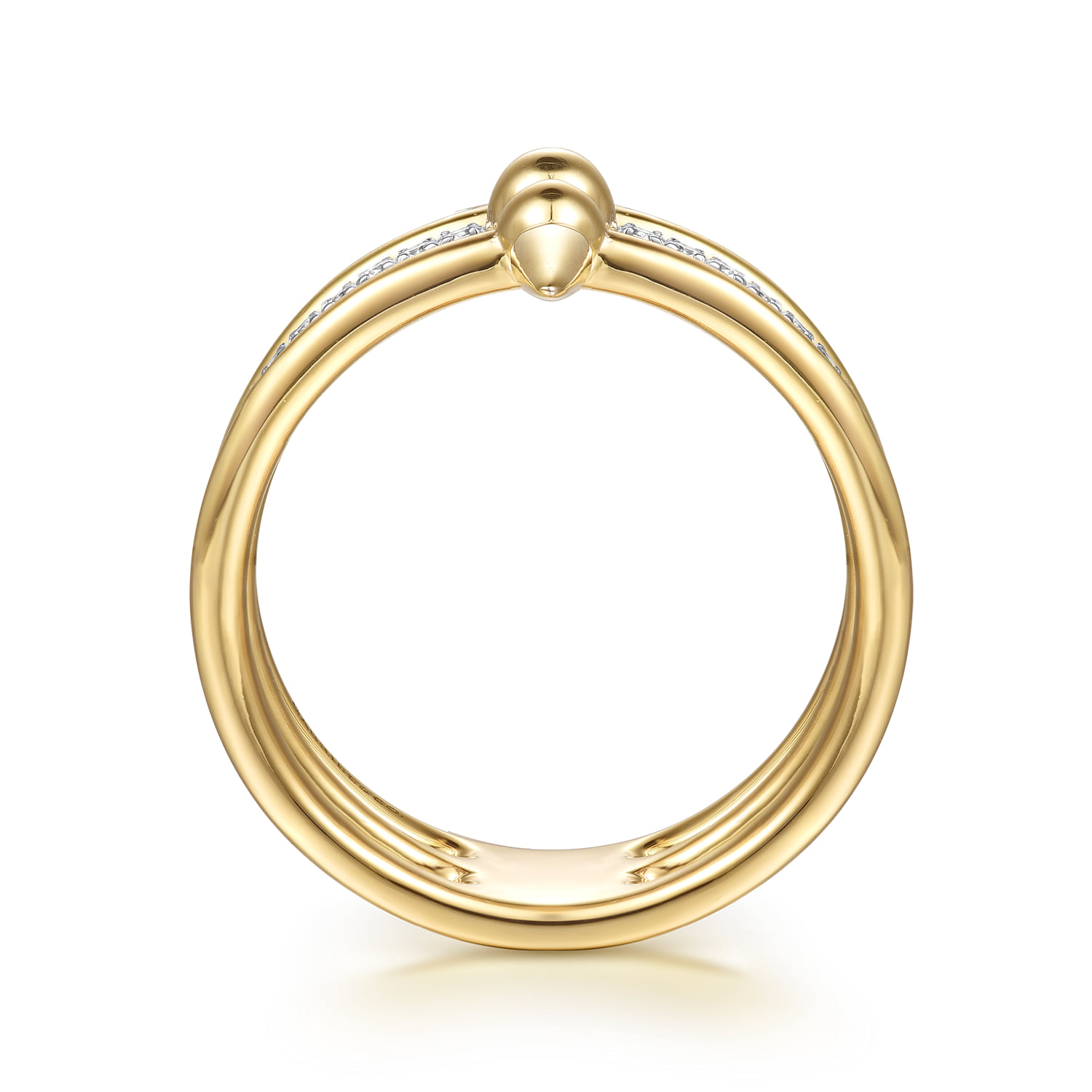 Bujukan Spike and Diamond Easy Stackable Ring in 14K Yellow Gold, photograph 2