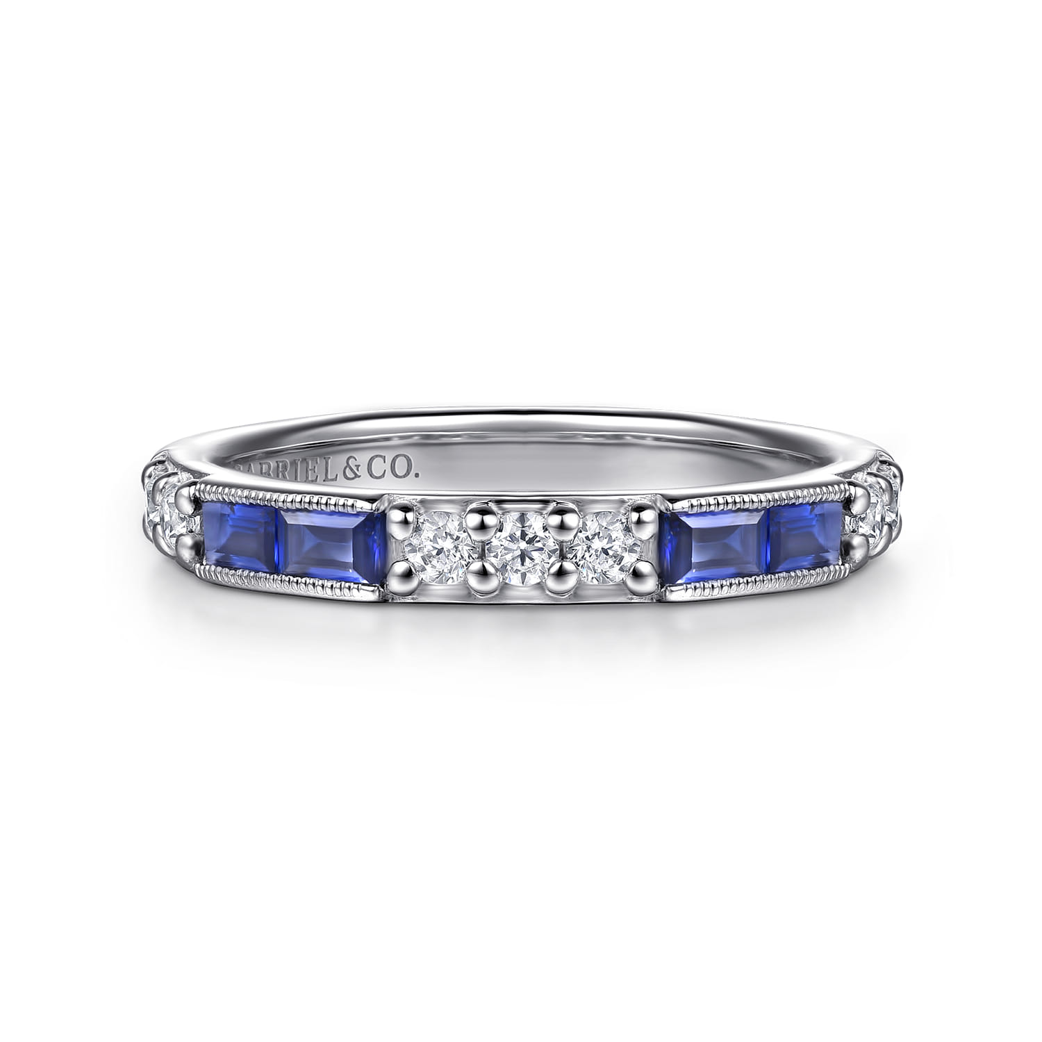 Sapphire Baguette and Diamond Stackable Ring