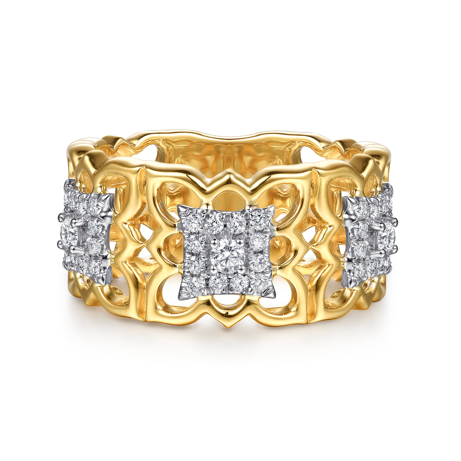 Diamond Floral Wide Band Ring