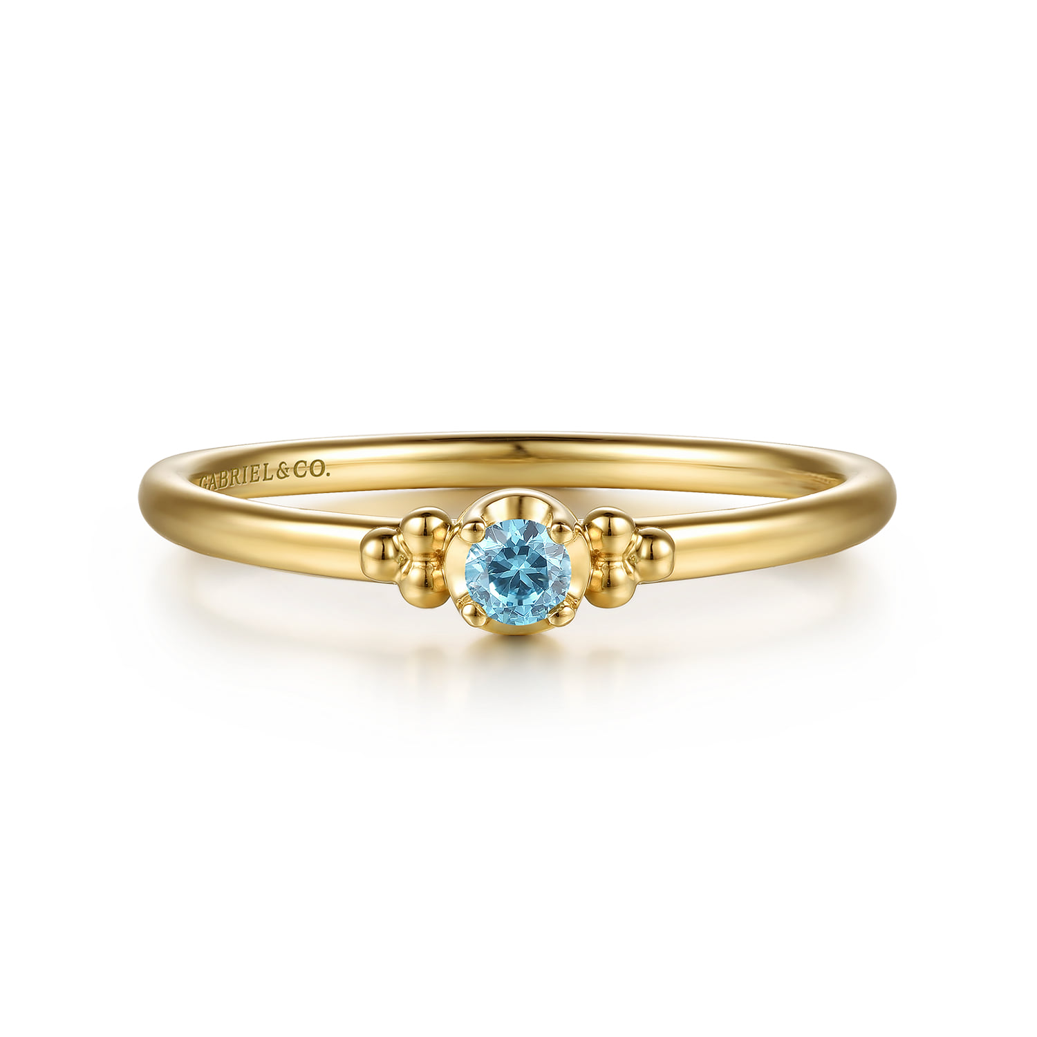 Bujukan Clover and Blue Topaz Stackable Ring in 14K Yellow Gold