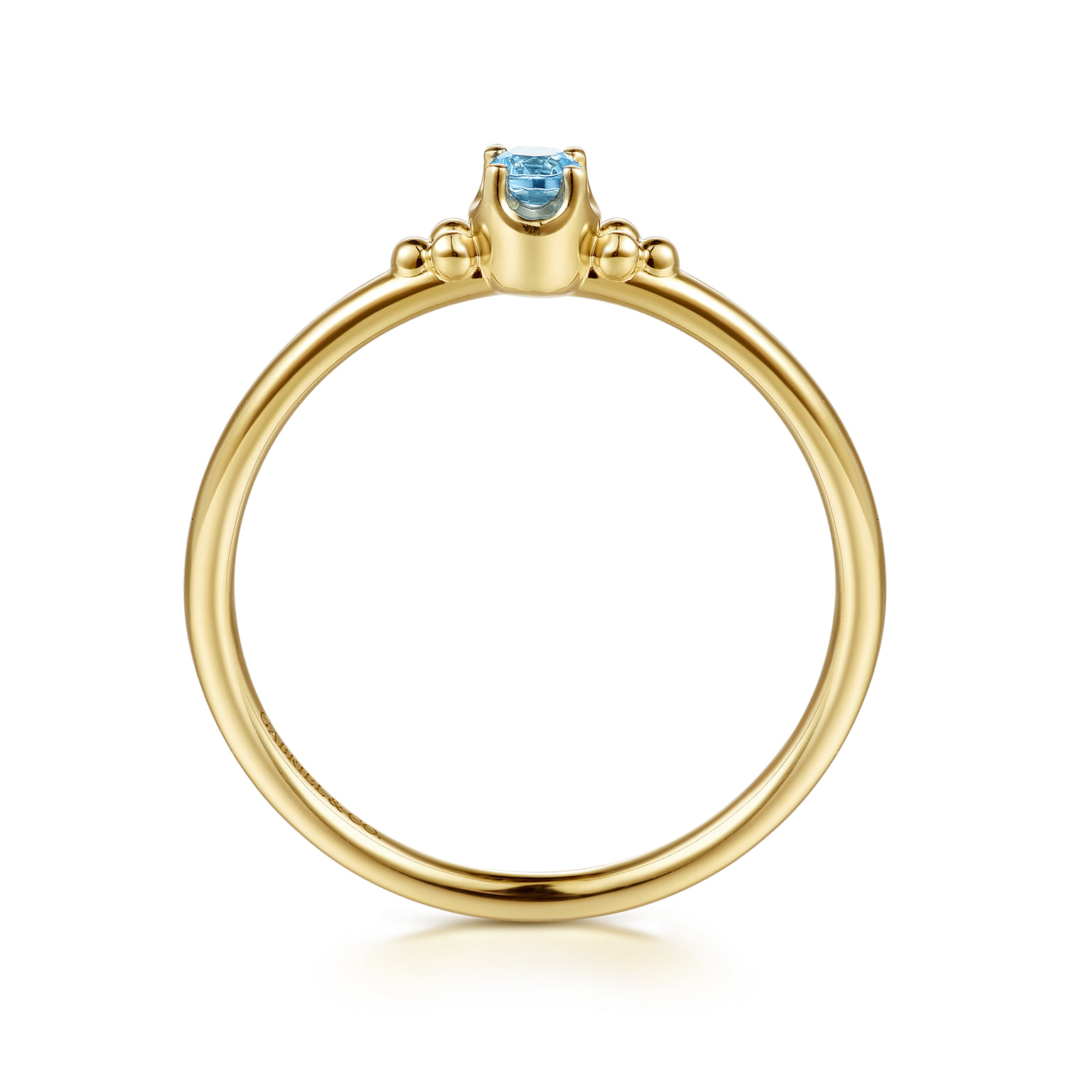 Bujukan Clover and Blue Topaz Stackable Ring in 14K Yellow Gold, photograph 2