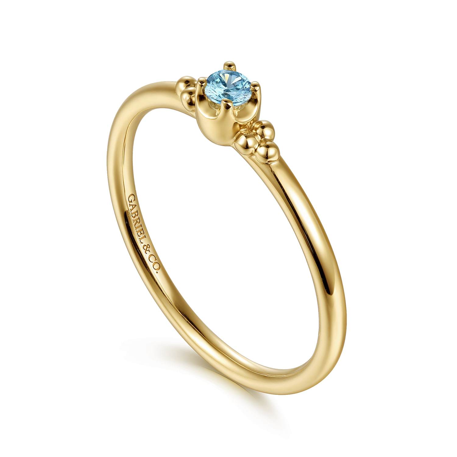 Bujukan Clover and Blue Topaz Stackable Ring in 14K Yellow Gold, photograph 3