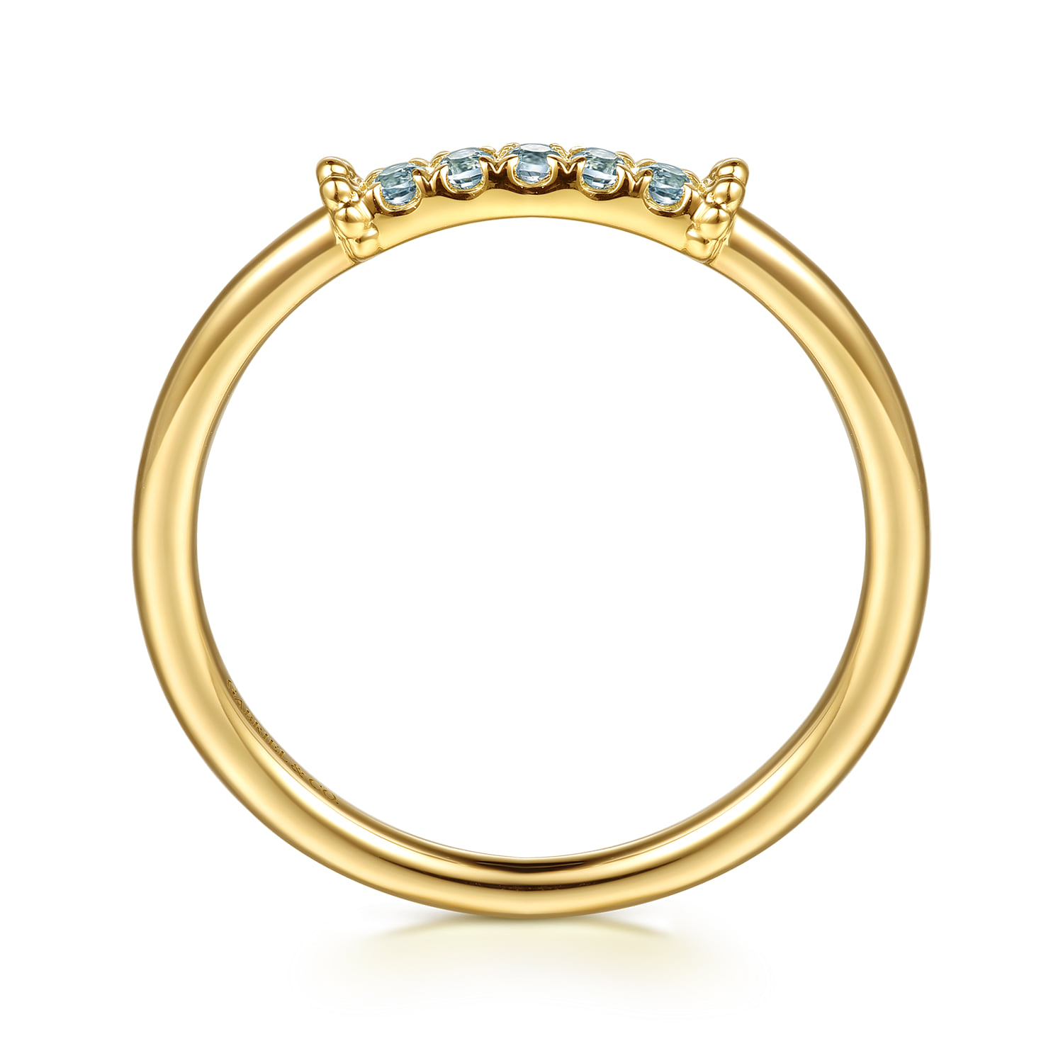 Bujukan and Blue Topaz Stackable Ring in 14K Yellow Gold, photograph 2