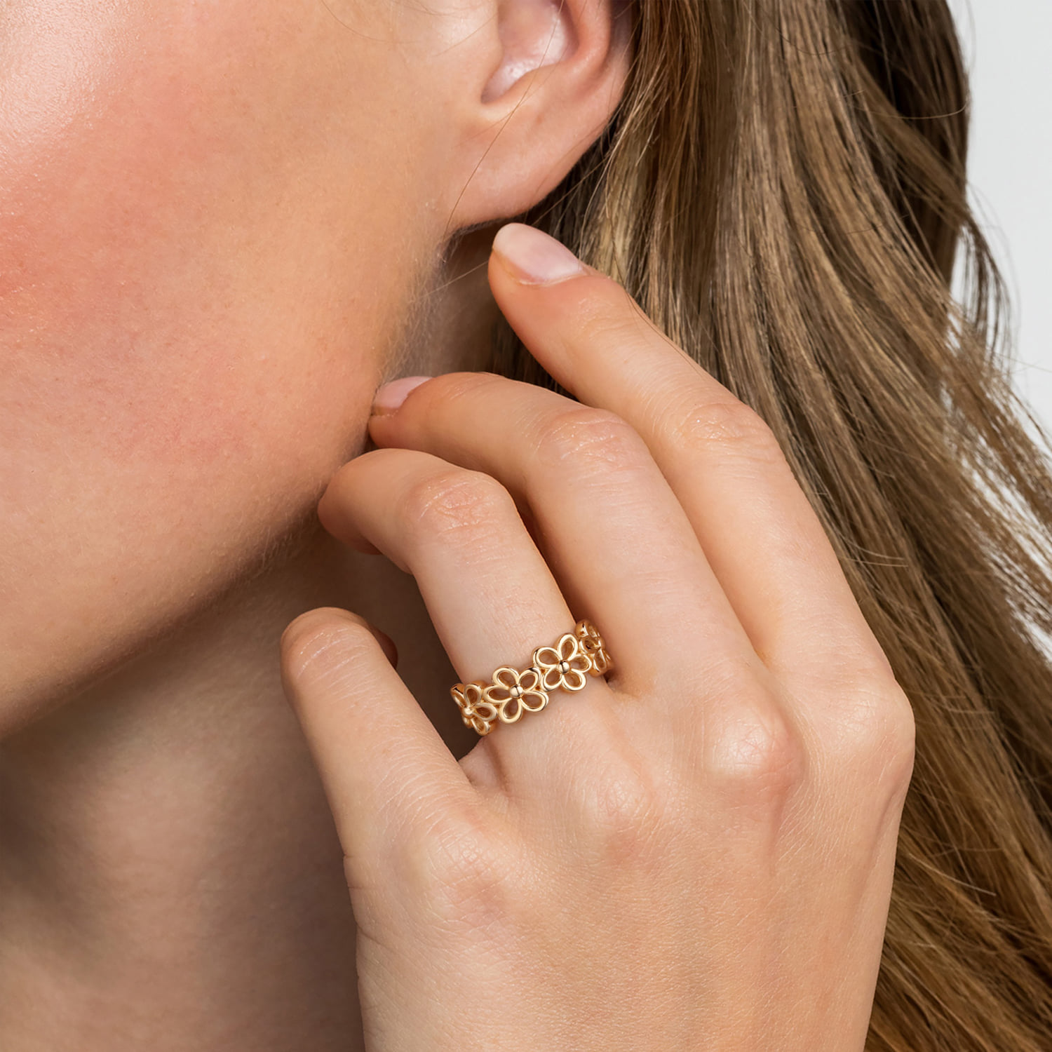 Floral Stackable Ring in 14K Yellow Gold, photograph 5