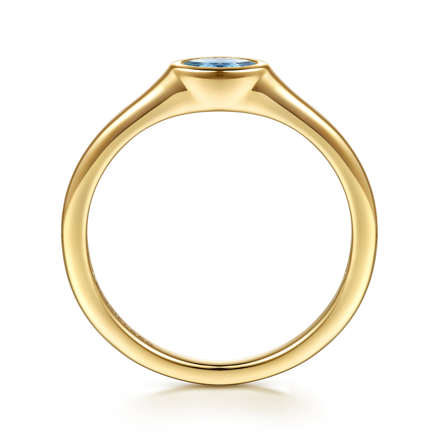Blue Topaz Signet Ring in 14K Yellow Gold, photograph 2