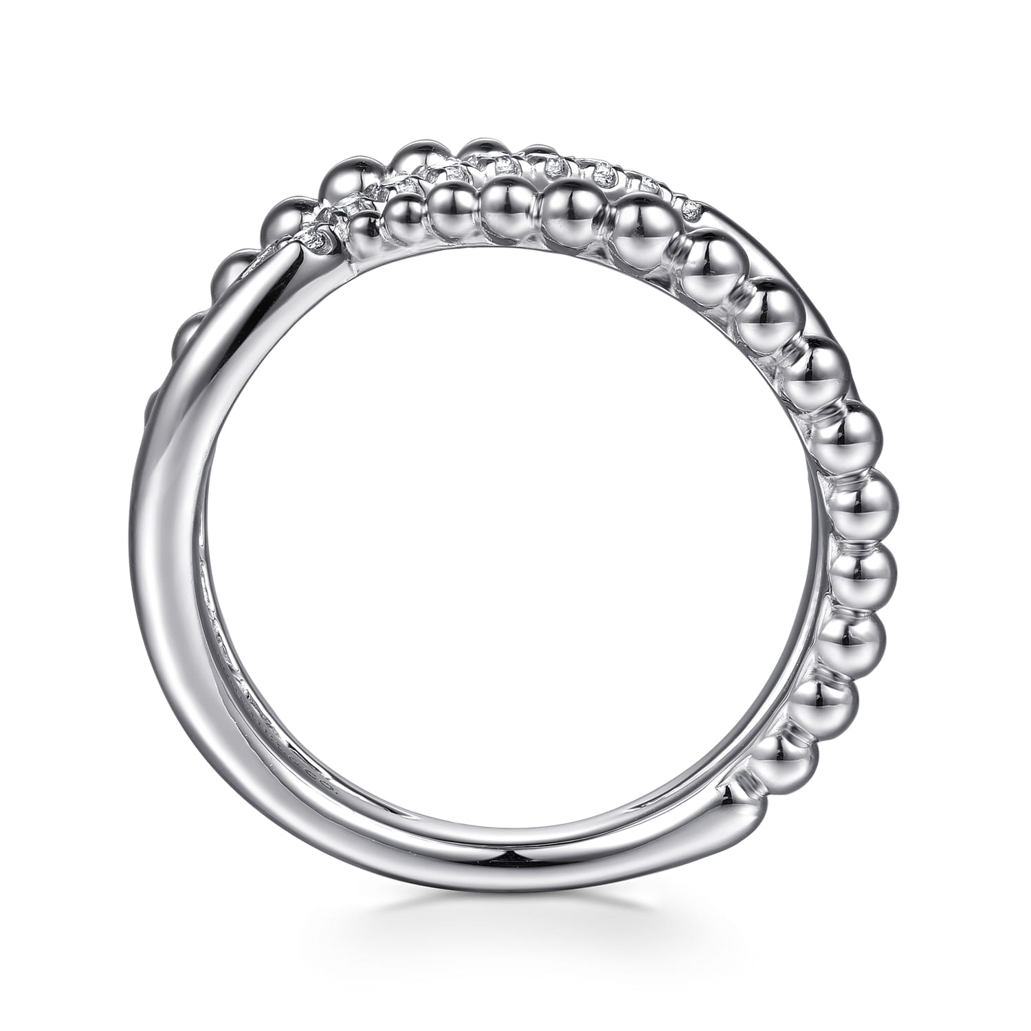 White Sapphire Bujukan Wide Band in Sterling Silver, photograph 2
