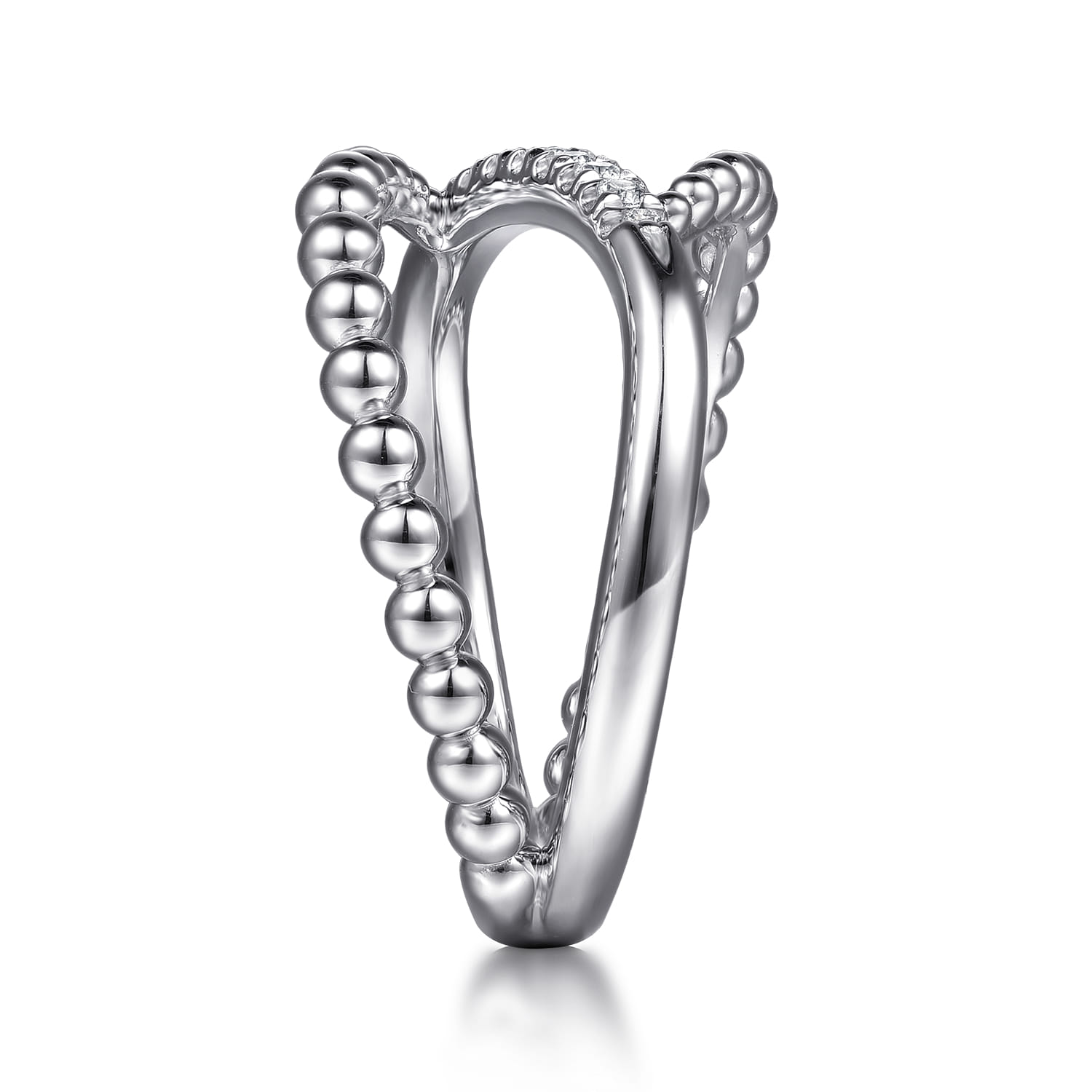 White Sapphire Bujukan Wide Band in Sterling Silver, photograph 4
