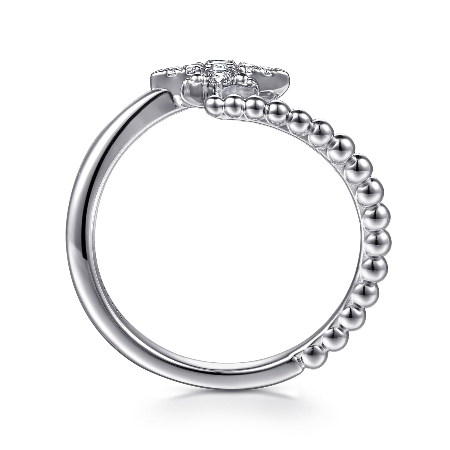 Bujukan White Sapphire Starburst Bypass Ring in Sterling Silver, photograph 2
