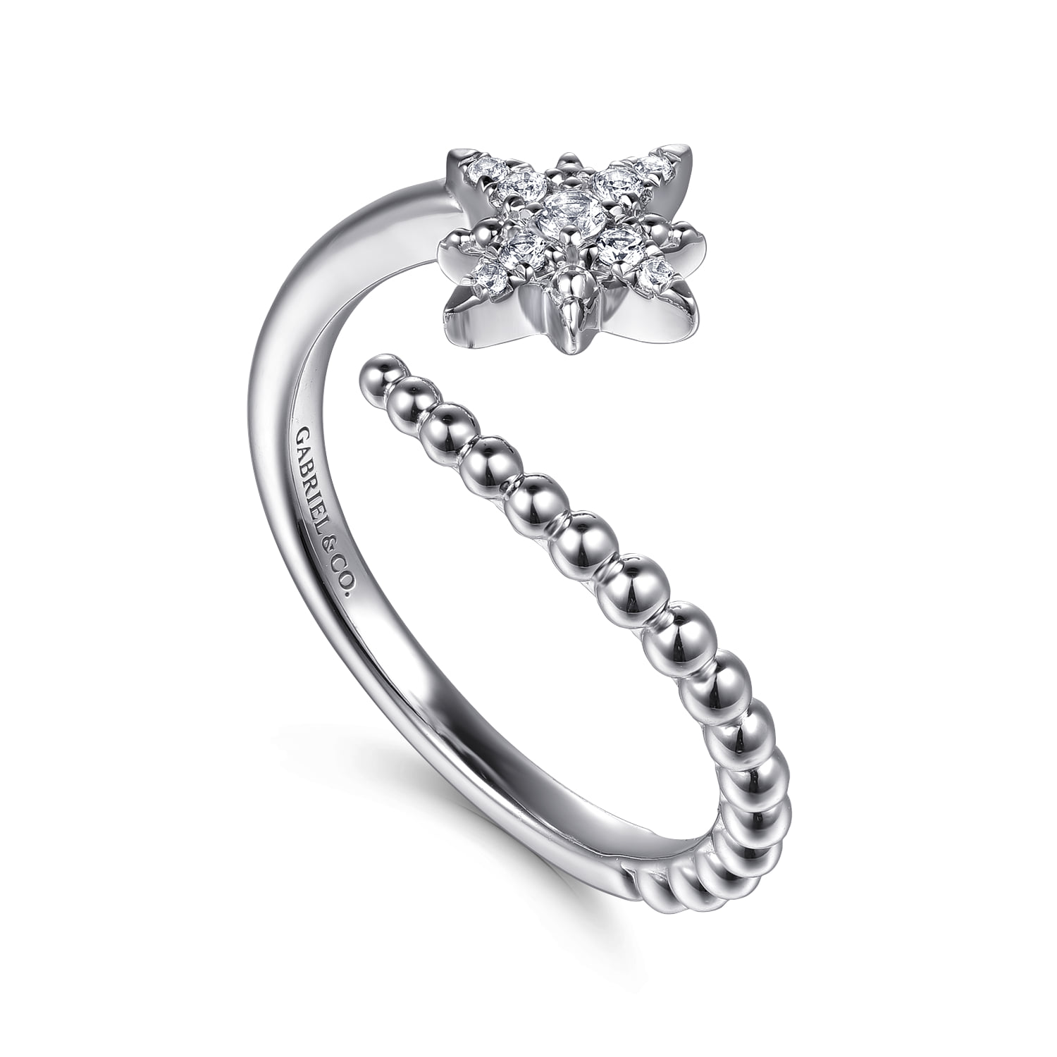 Bujukan White Sapphire Starburst Bypass Ring in Sterling Silver, photograph 3