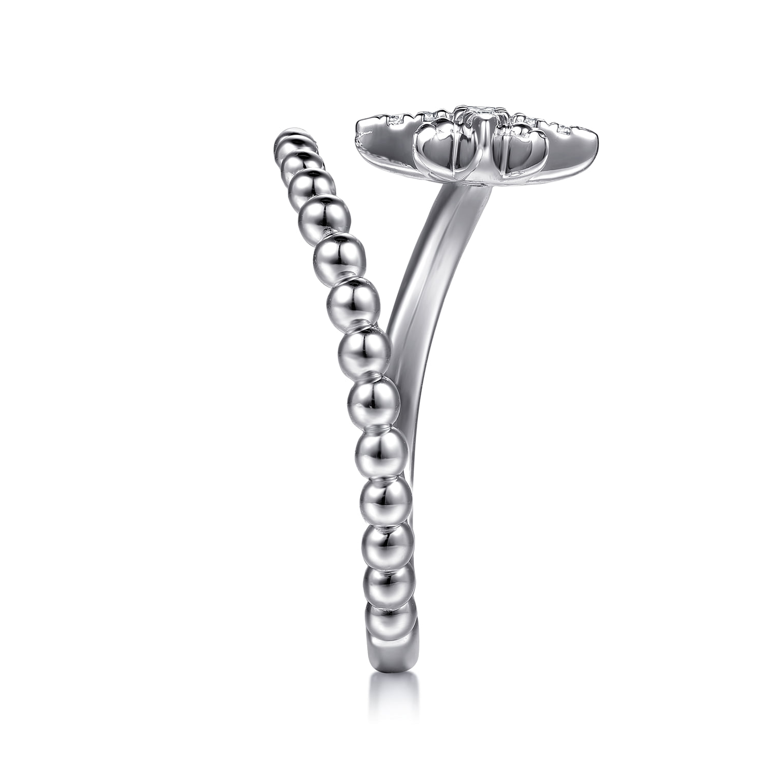 Bujukan White Sapphire Starburst Bypass Ring in Sterling Silver, photograph 4