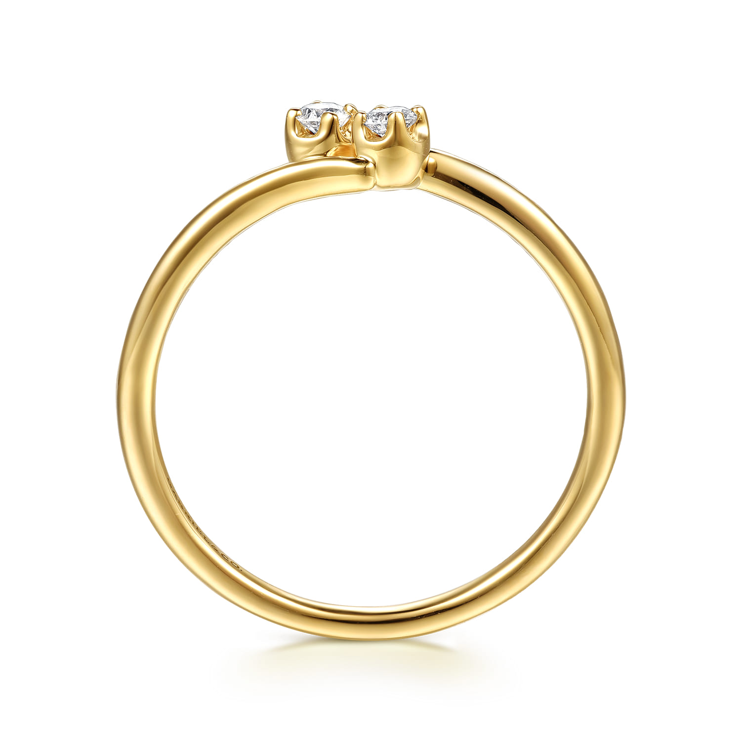Diamond Toi et Moi Promise Ring in 14K Yellow Gold, photograph 2