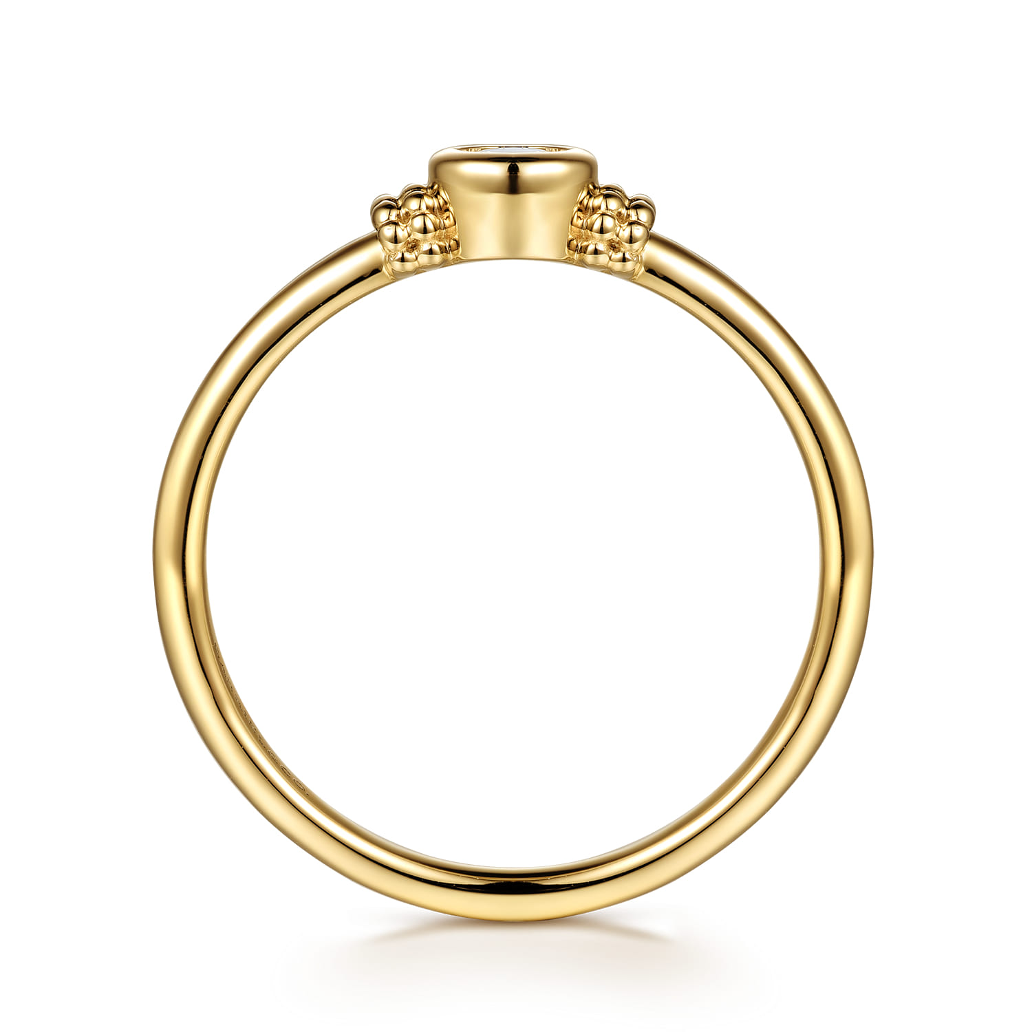 Bujukan White Sapphire Bezel Promise Ring in 14K Yellow Gold, photograph 2