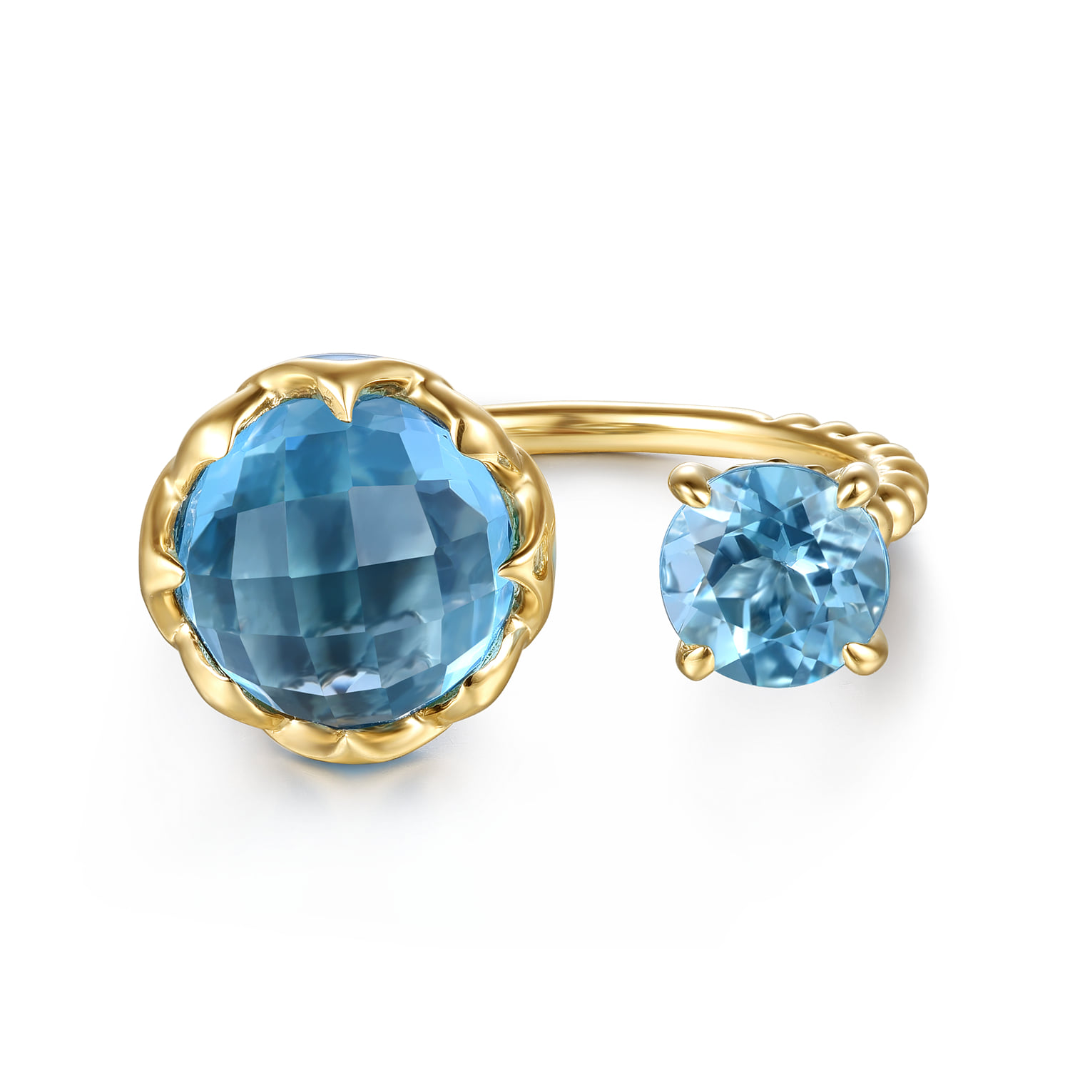 Bujukan Blue Topaz Clover Open Ring with Dusk Blue Enamel