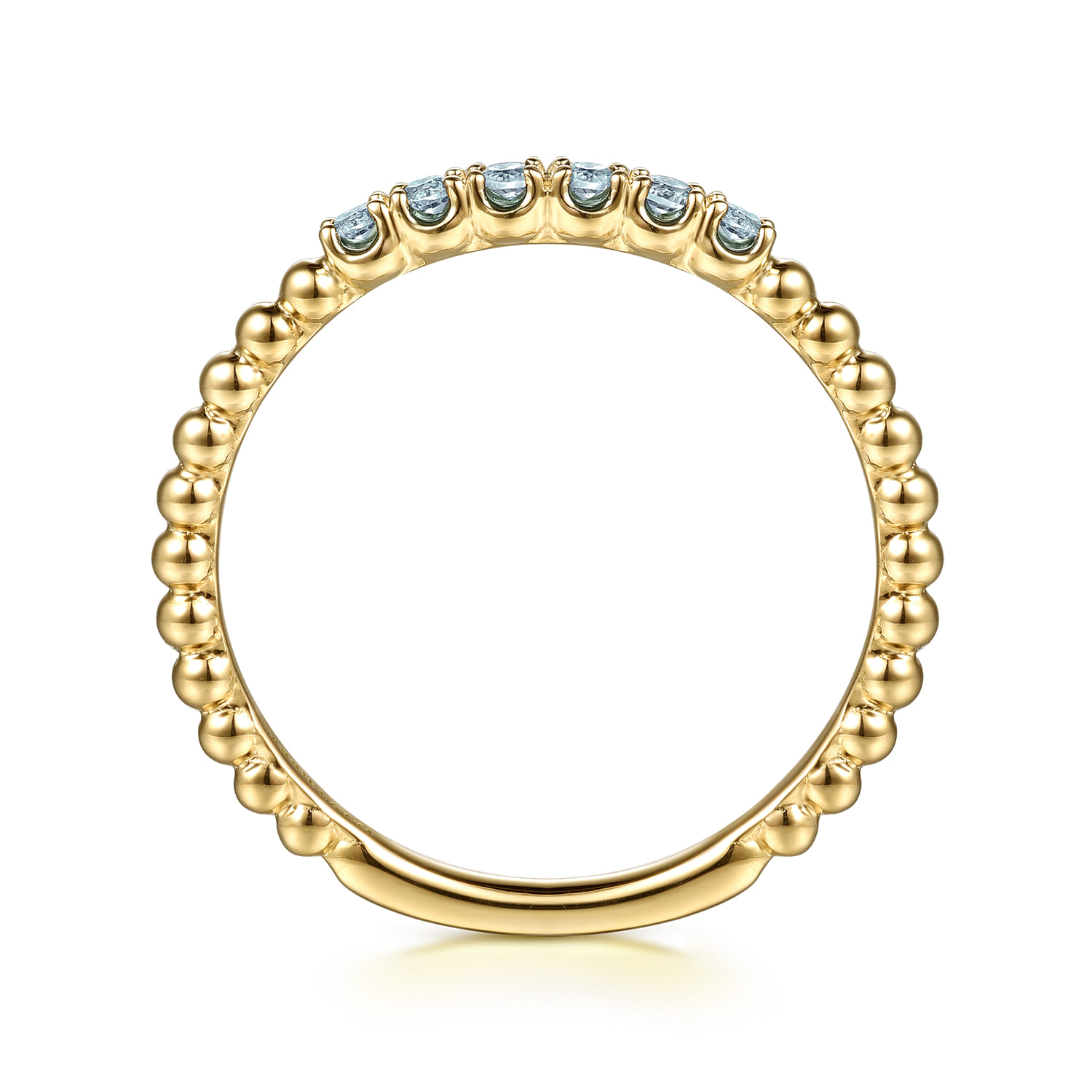Bujukan Bead and Blue Topaz Stackable Ring in 14K Yellow Gold, photograph 2