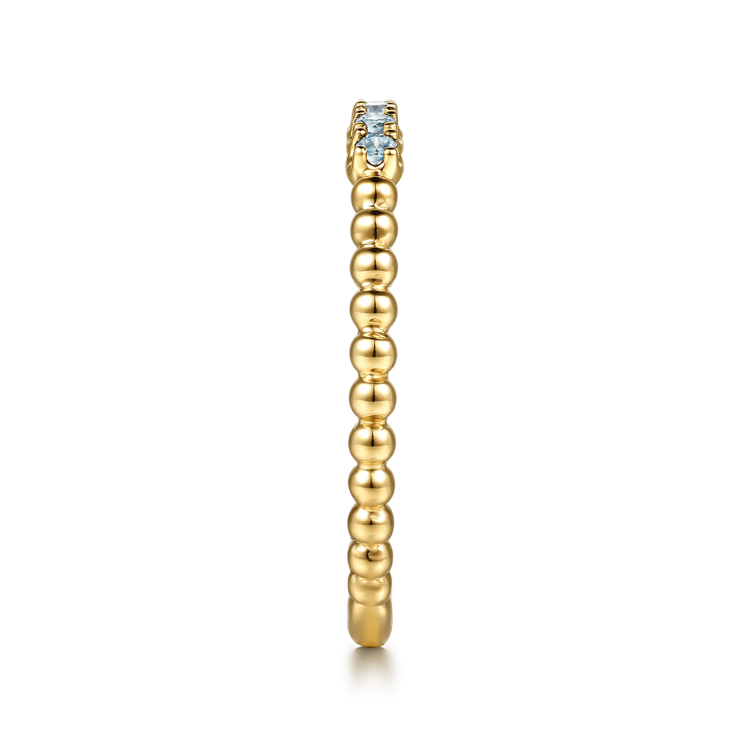 Bujukan Bead and Blue Topaz Stackable Ring in 14K Yellow Gold, photograph 4