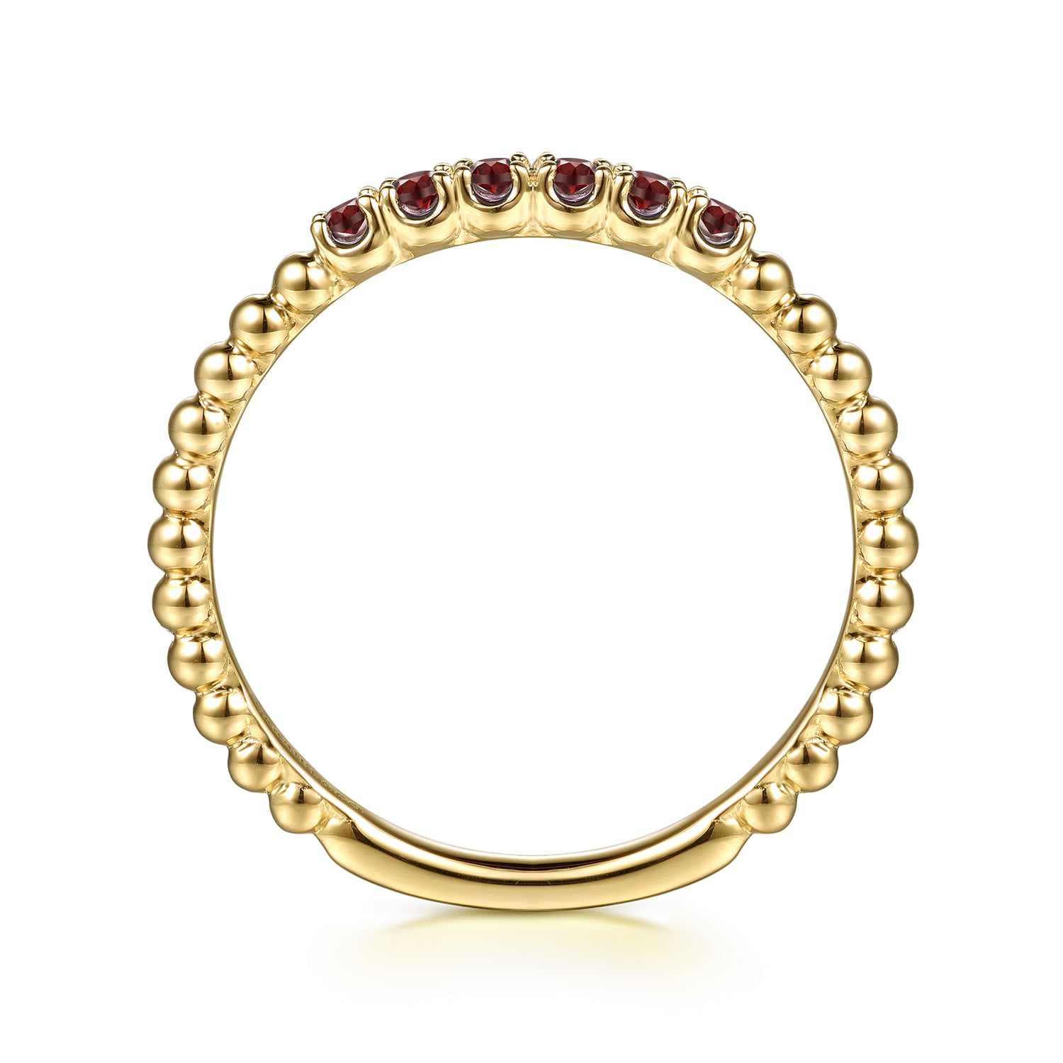 Bujukan Bead and Garnet Stackable Ring in 14K Yellow Gold, photograph 2