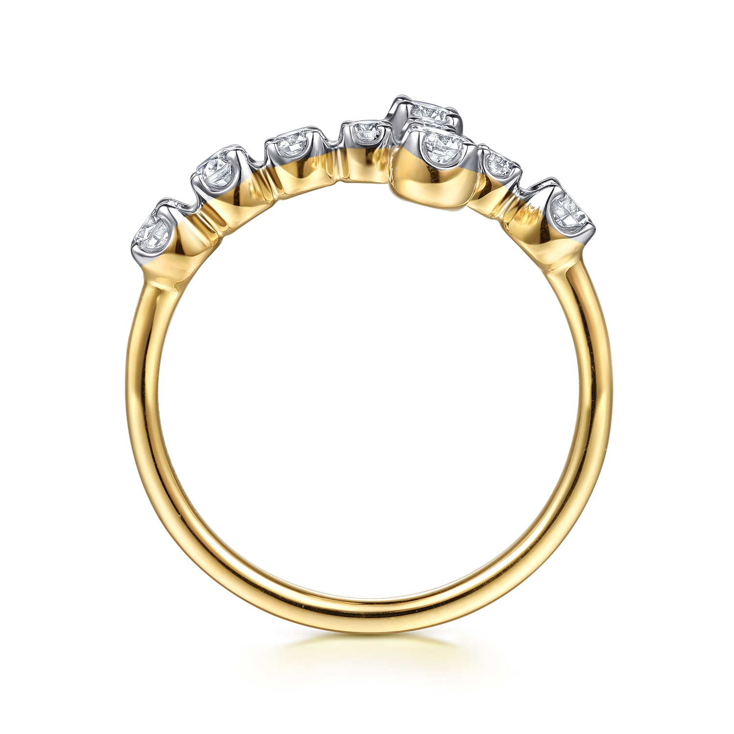 Horizontal Diamond Cross Ladies Ring in 14K Yellow Gold, photograph 2