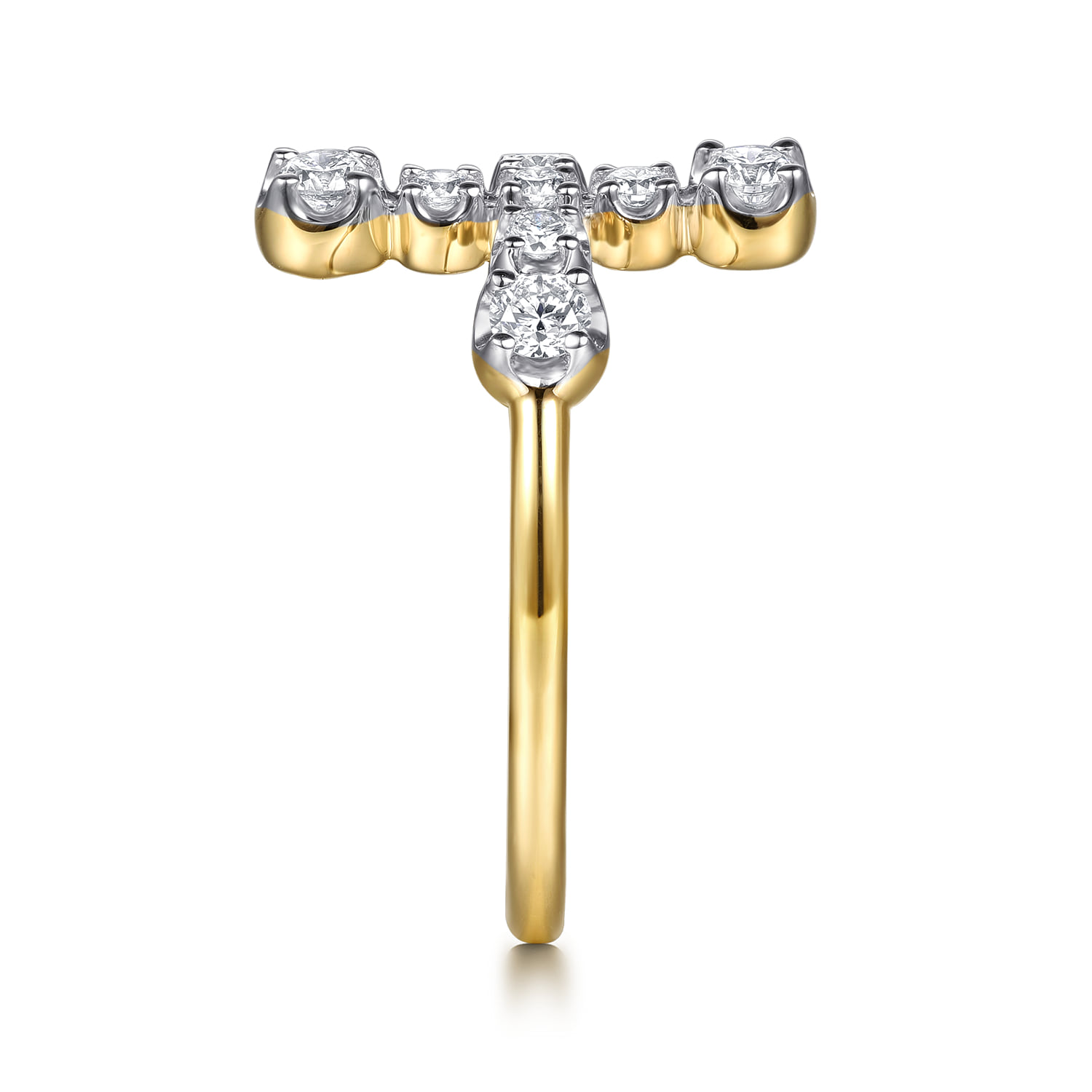 Horizontal Diamond Cross Ladies Ring in 14K Yellow Gold, photograph 4