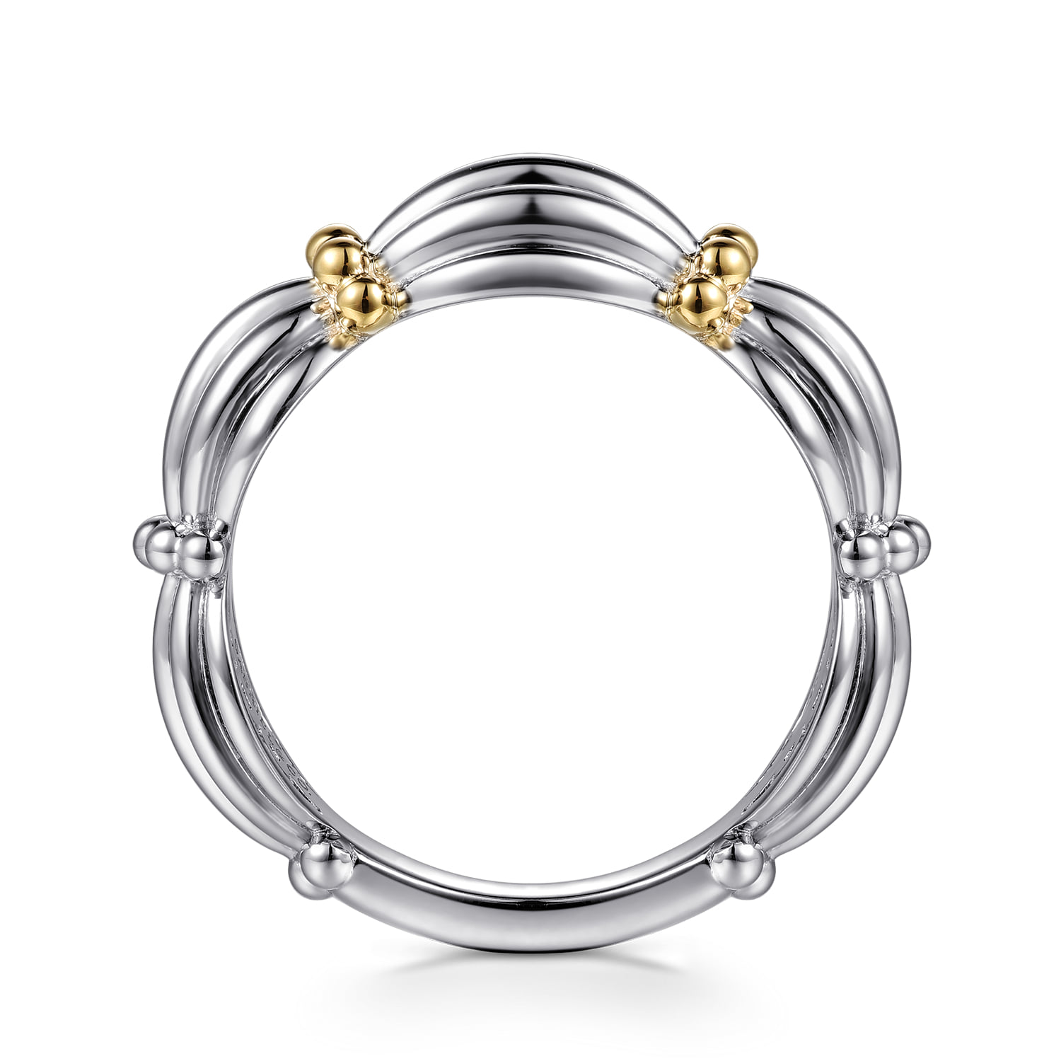 and Shrimp Texture Bujukan Wide Band in 14K Yellow Gold, photograph 2