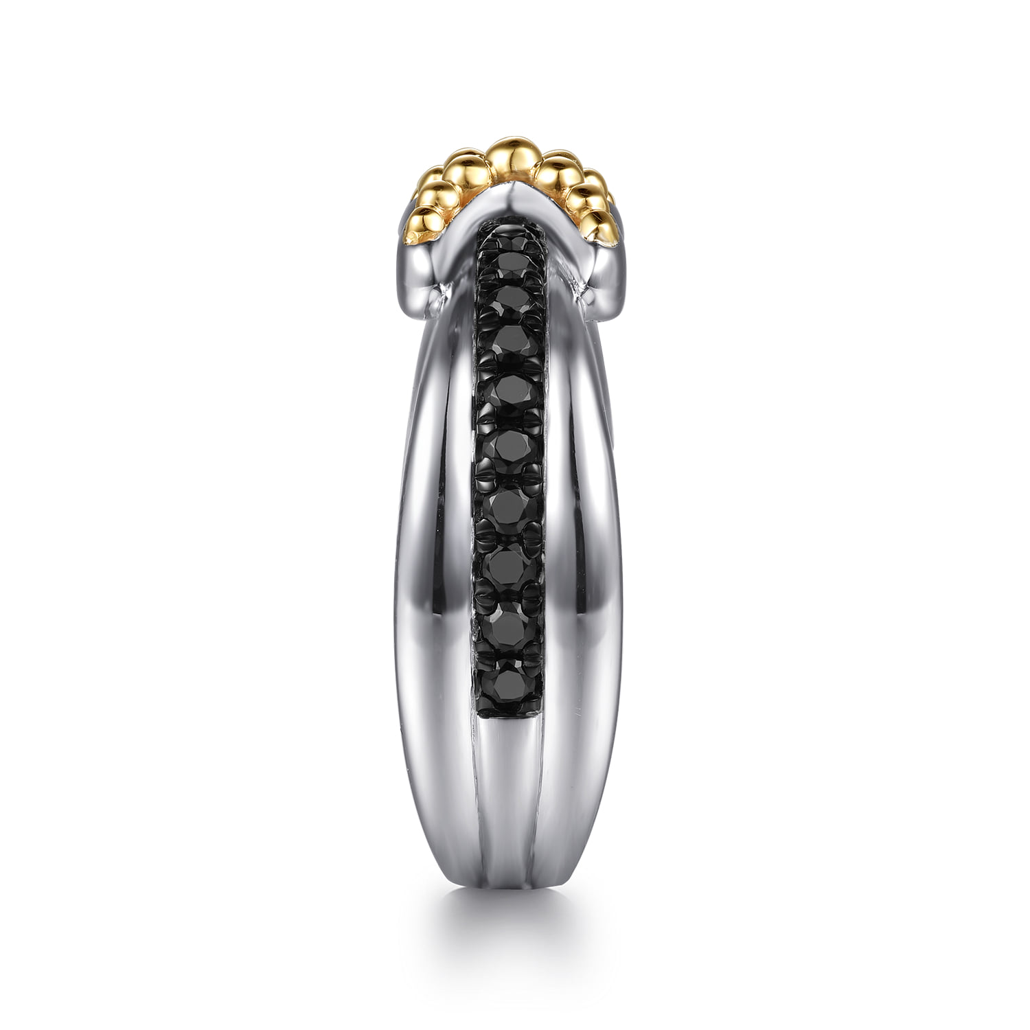 and Bujukan Black Spinel Criss Cross Ladies Ring in 14K Yellow Gold, photograph 4