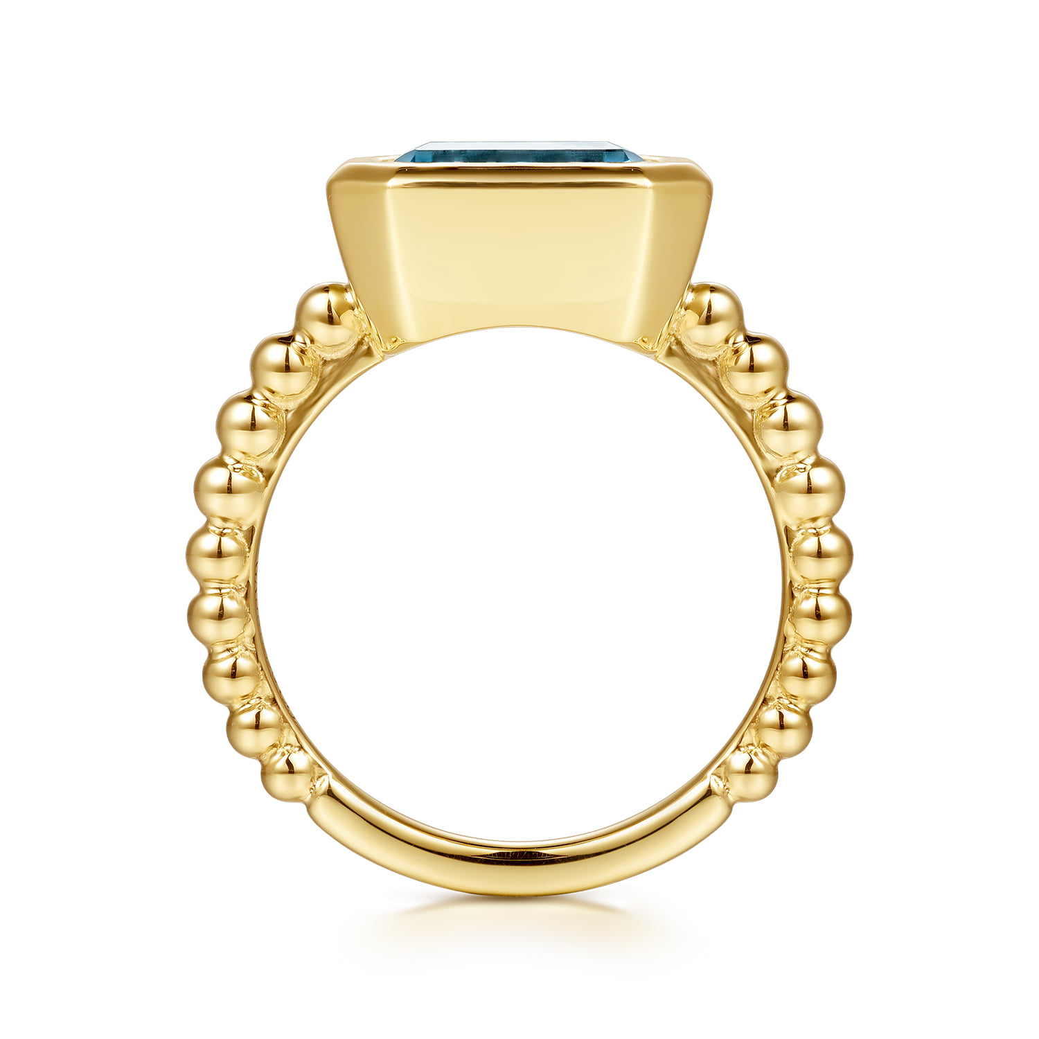 Bujukan and Blue Topaz Stackable Ring in 14K Yellow Gold, photograph 2