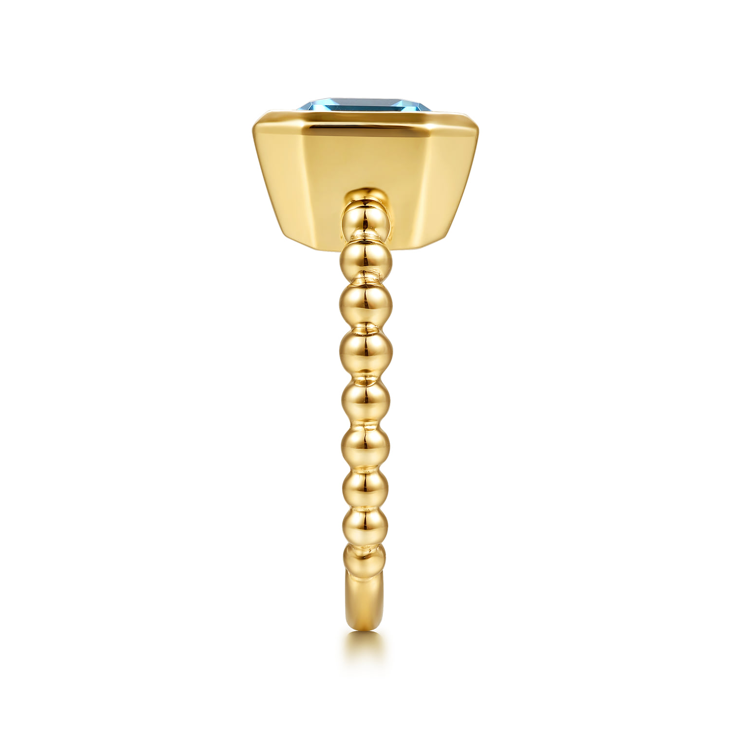 Bujukan and Blue Topaz Stackable Ring in 14K Yellow Gold, photograph 4
