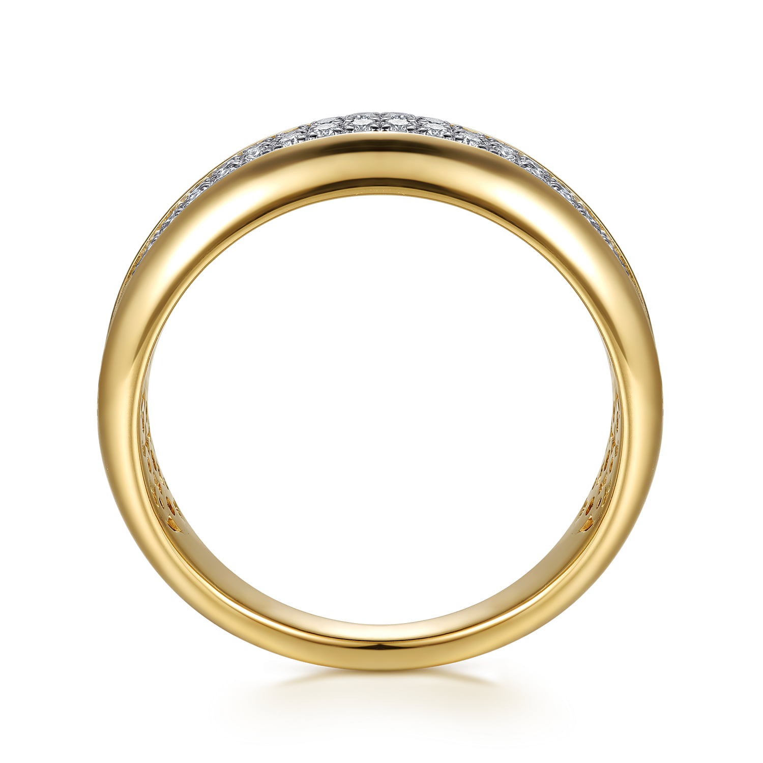 Double Row Diamond Wide Band Ring in 14K White/Yellow Gold, photograph 2